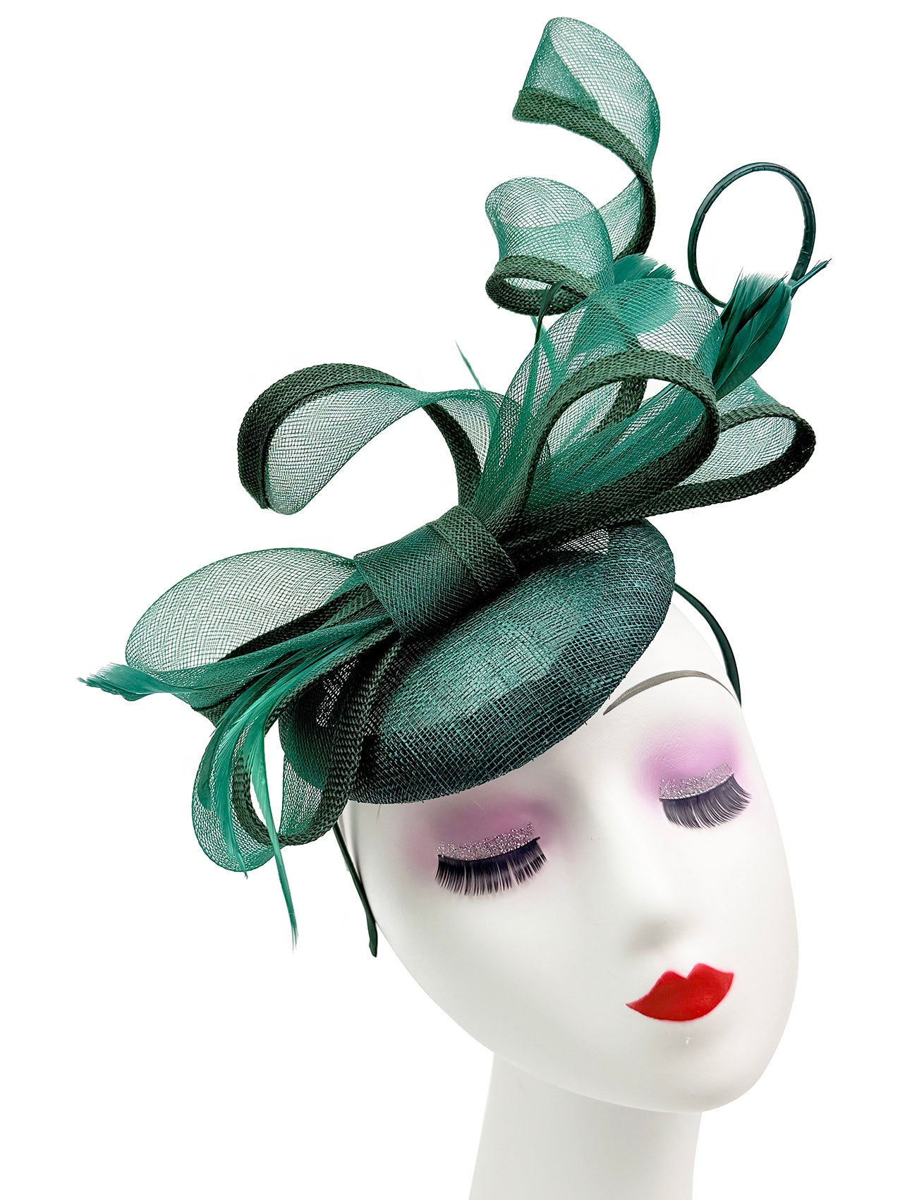 FT25200 Round Pill Box Fascinator with Bow Feathers Detailing