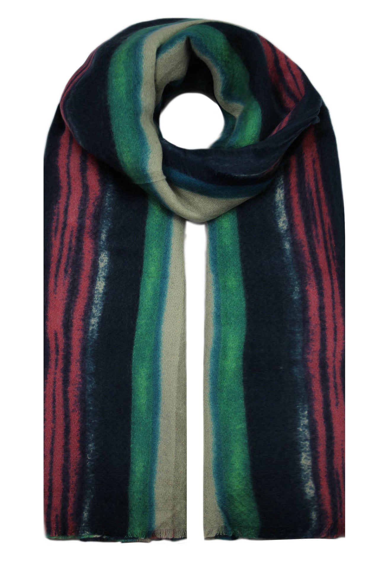 SF19220-100 Acrylic Blend Scarf with Stripe Pattern