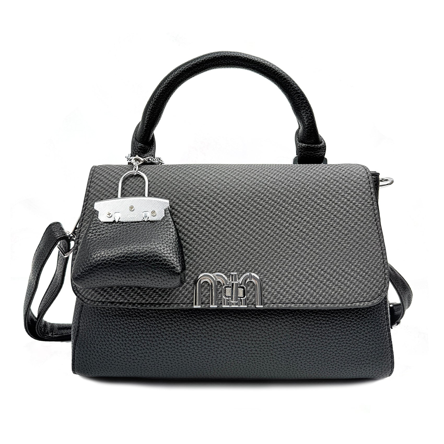 HB25384-167 Fashionable Flaf Over Crossbody Handbag with Charm