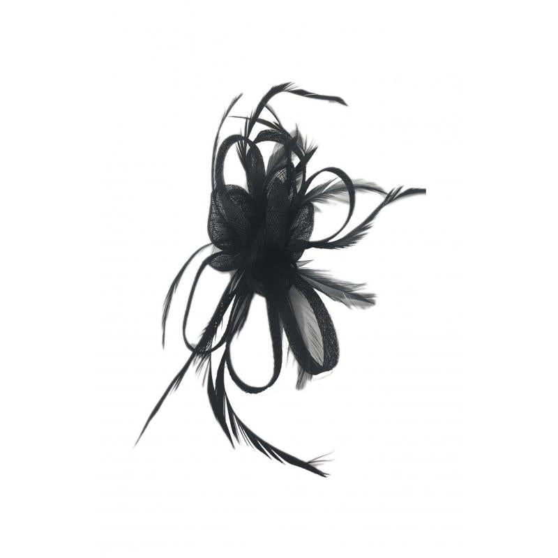 MAB1815 Twirl Flower Sinamay Fascinator with Loops and Feathers