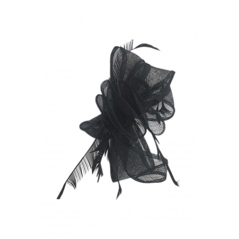 MAB1816 Twirl Flower Sinamay Fascinator with Spiky Feathers