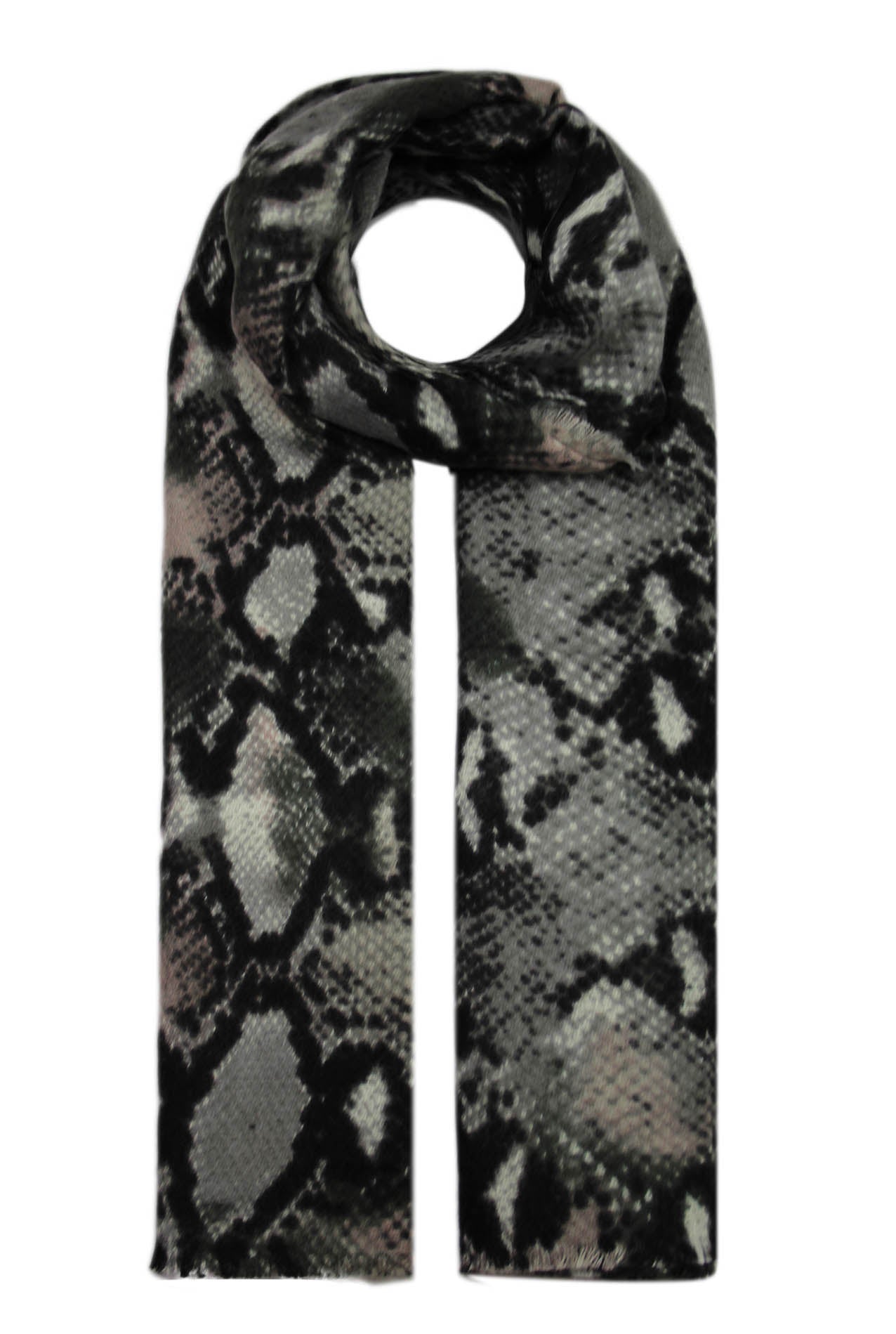 SF19220-99 Snakeskin Print Wool Blend Soft Scarf