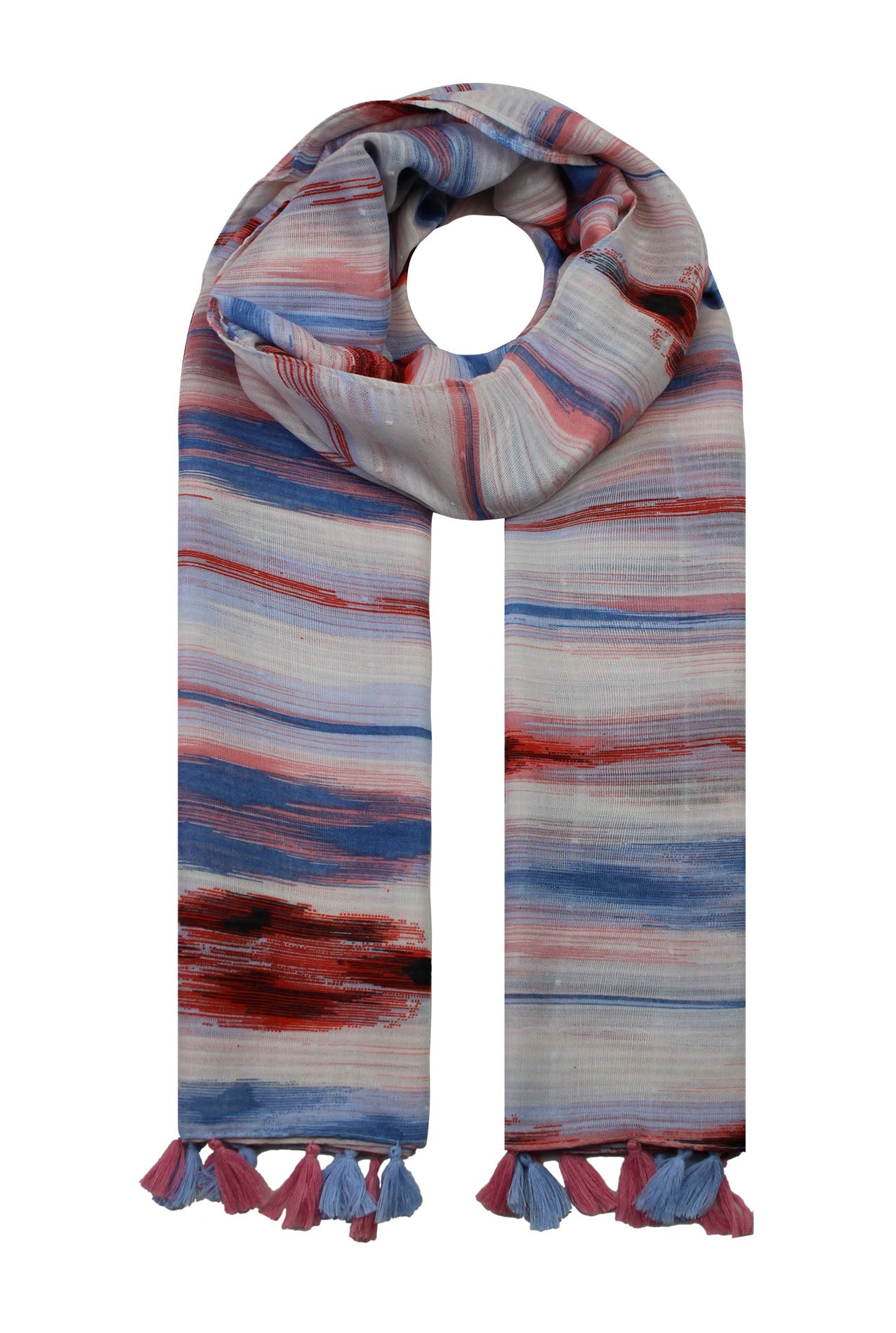 SF2095-164 Multicolour Waves Pattern Linen Mix Scarf