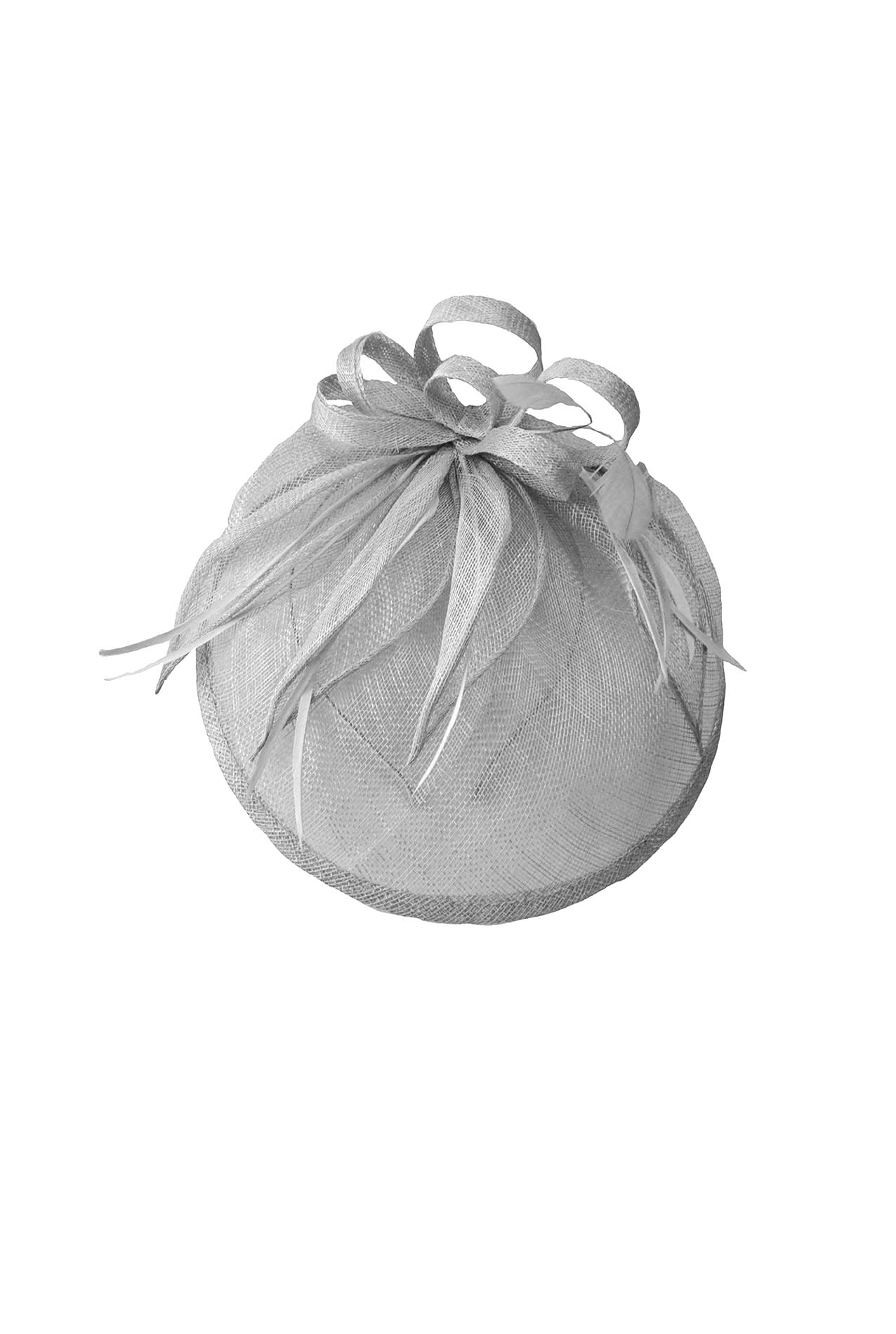 WF1723-2 Sinamay Button Base Fascinator with Feathers and Looped Flower