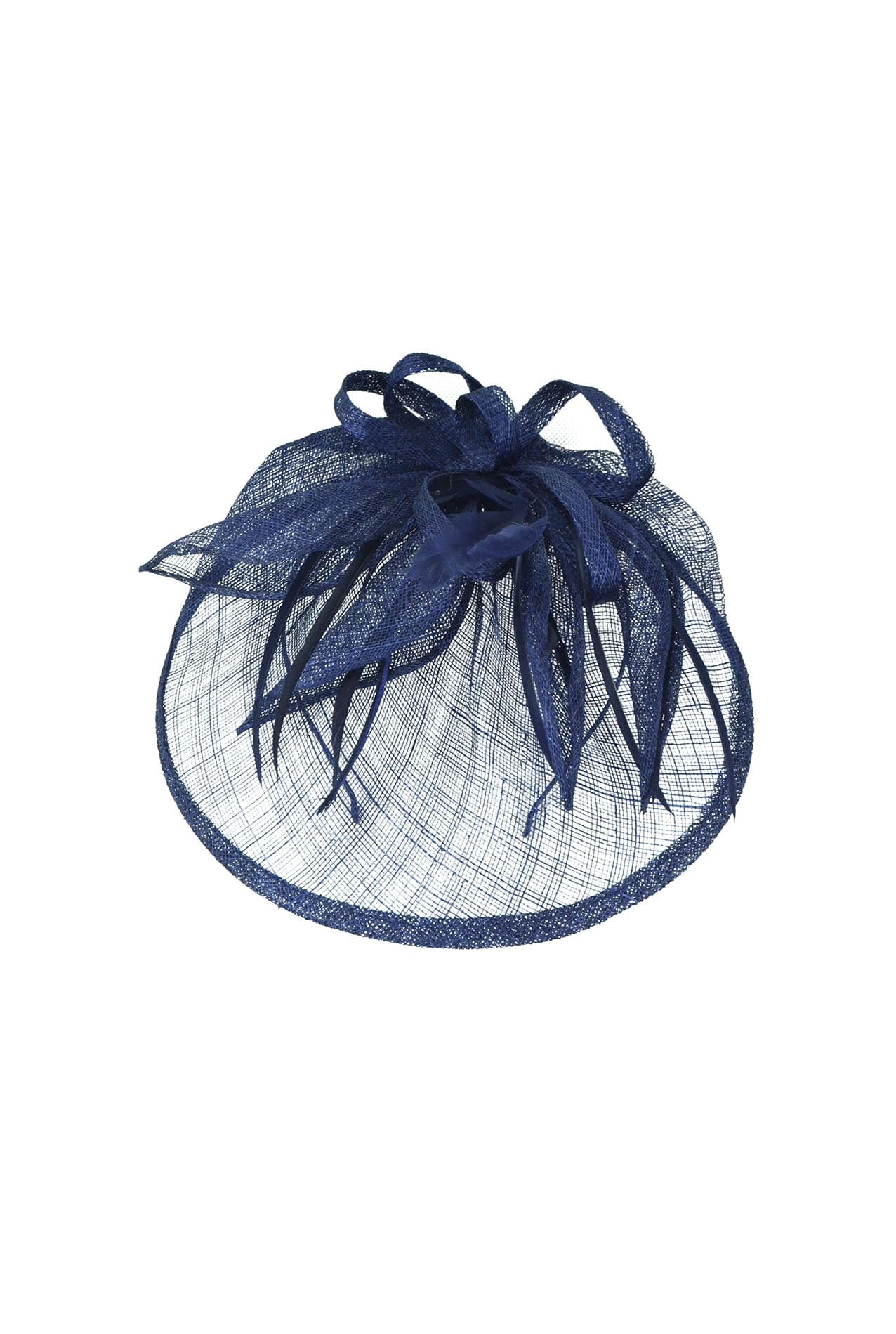 WF1723-2 Sinamay Button Base Fascinator with Feathers and Looped Flower