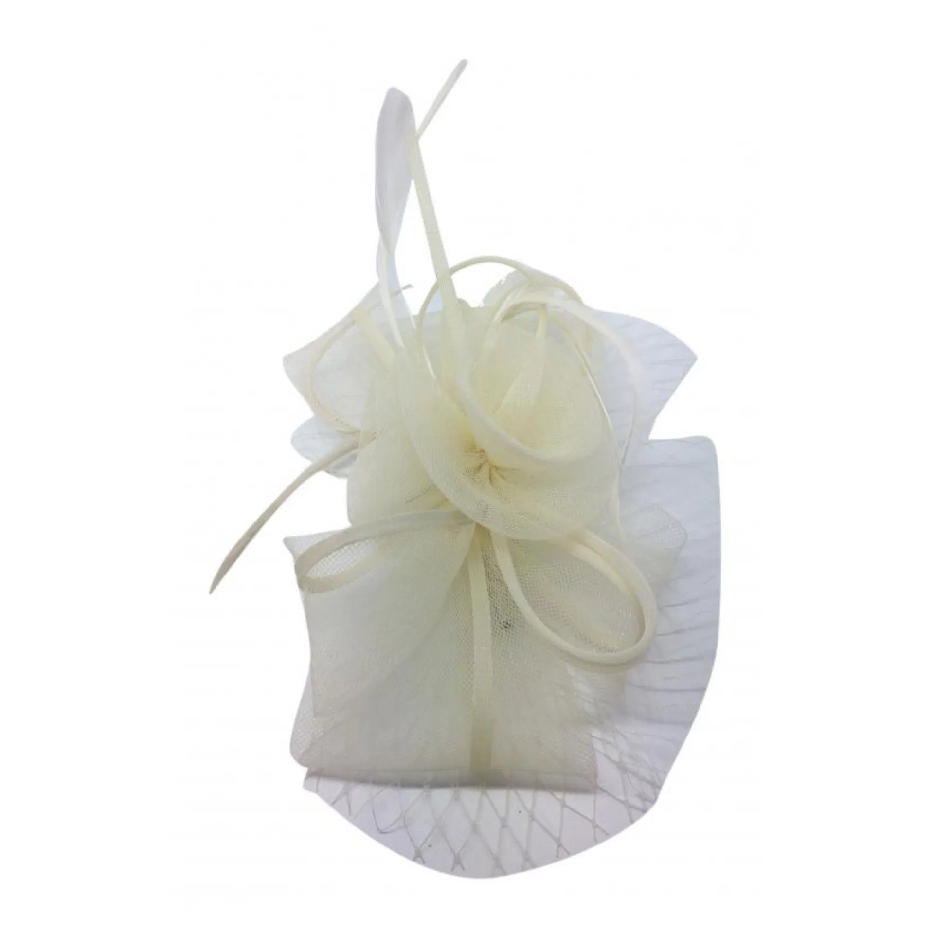 MX1748-3 Double Flower Gauze Fascinator with A Butterfly Bow and Feathers