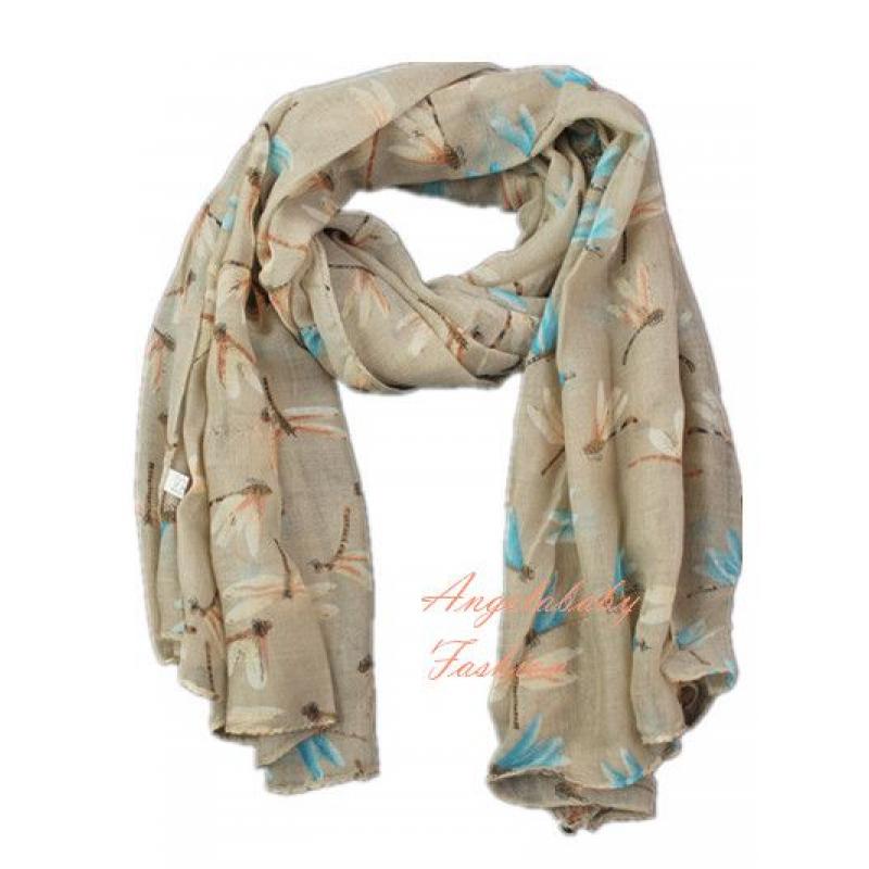 QJ1560-29 Varicoloured Dragonfly Print Scarf