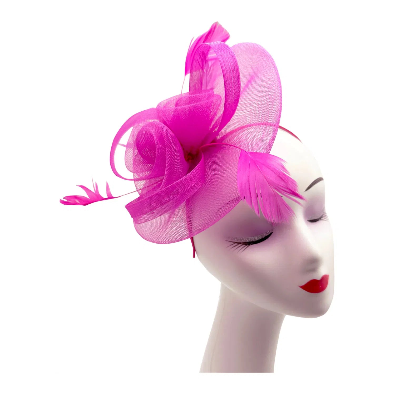 MX1748-2 Gauze Triple-Flower Fascinator with A Wide Base