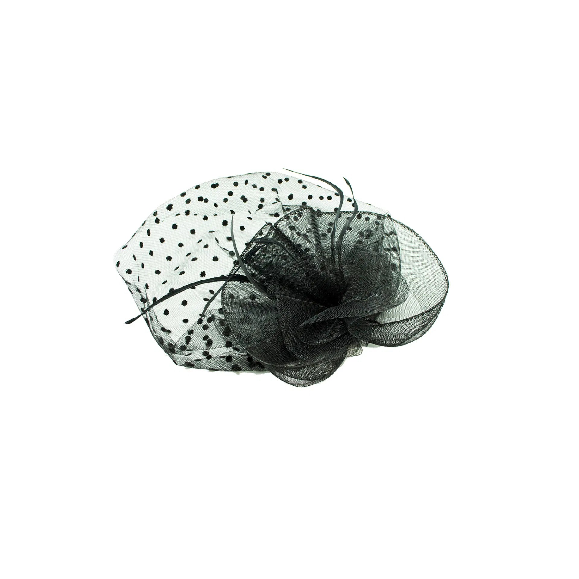 MX125-6/MX10-6 Small Gauze Floral Fascinator with Feather Pistils