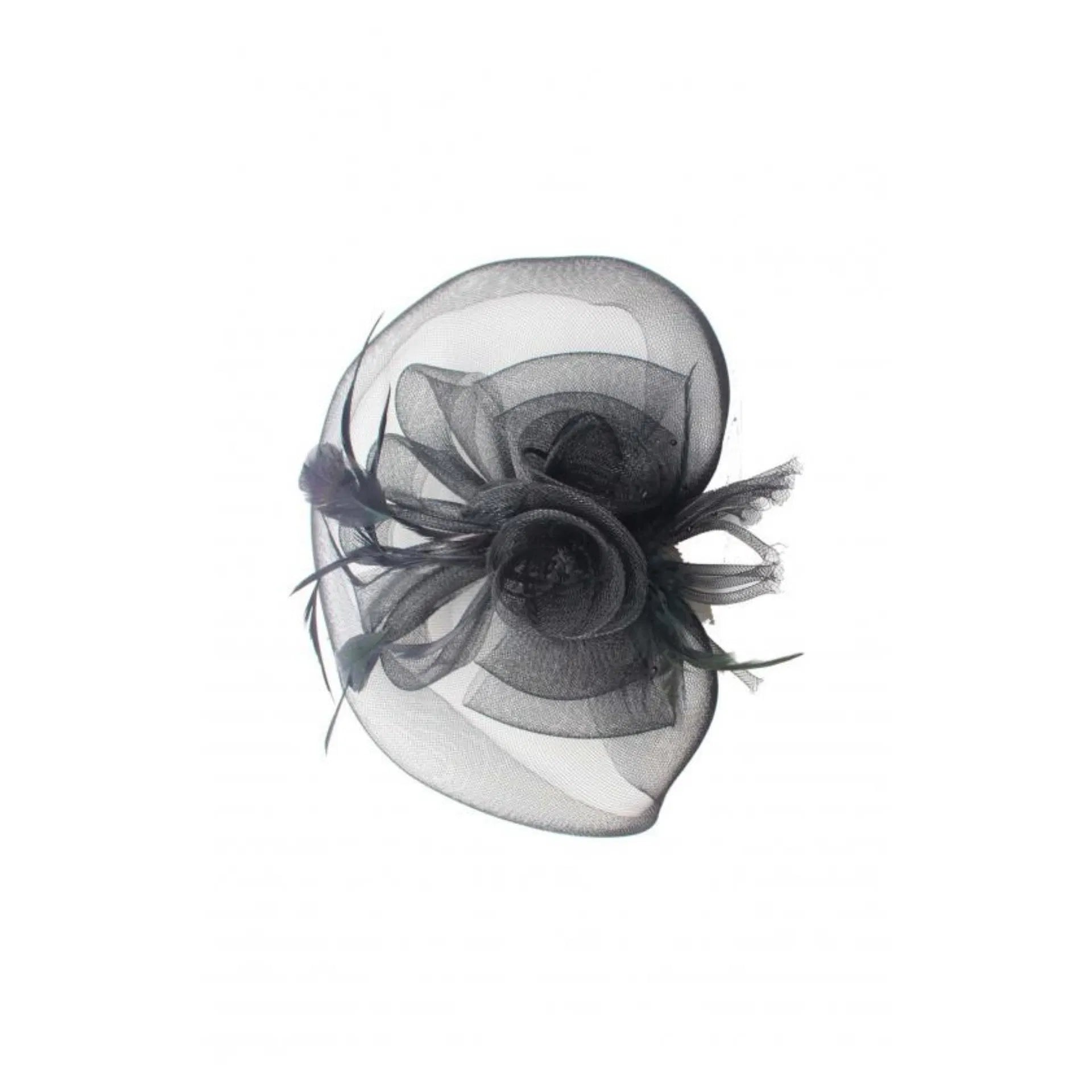 809-5 Double Gauze Flower Fascinator on A Bow and Veil