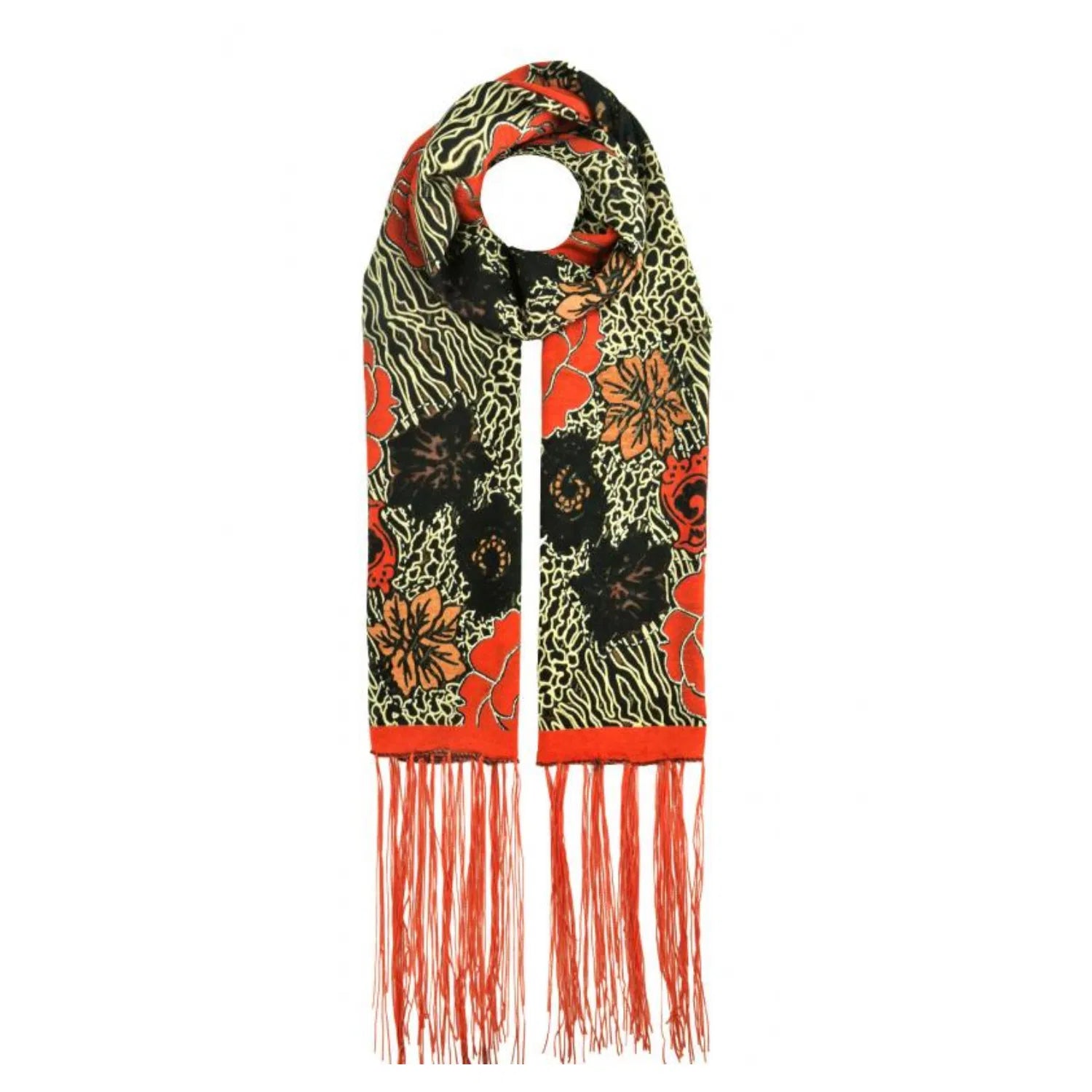 AB1688-1 Floral Fashion Scarf with Glitter Trimmings