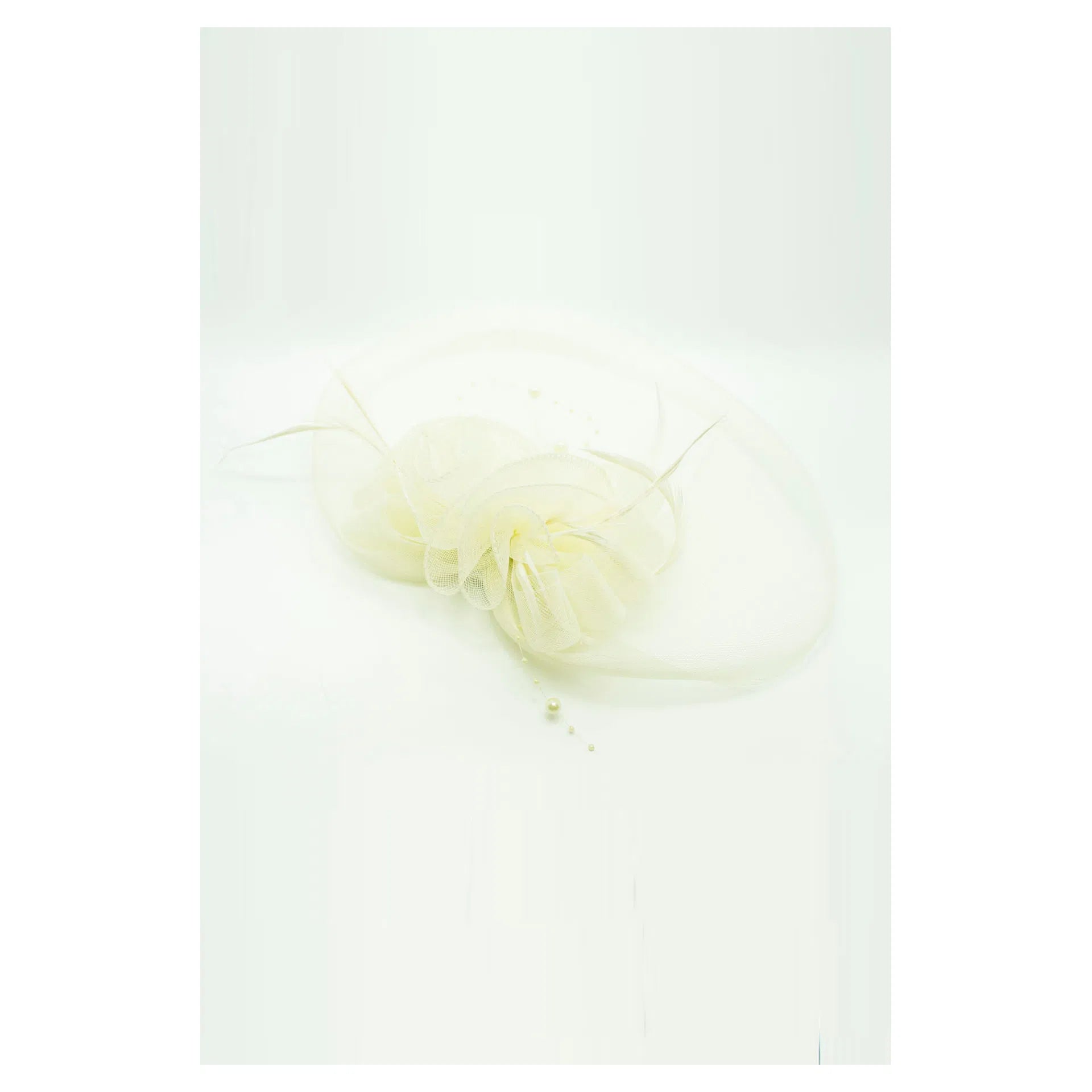 MX125-3 Gauze Looped Flower Fascinator with Beads Pistils and Veil Base