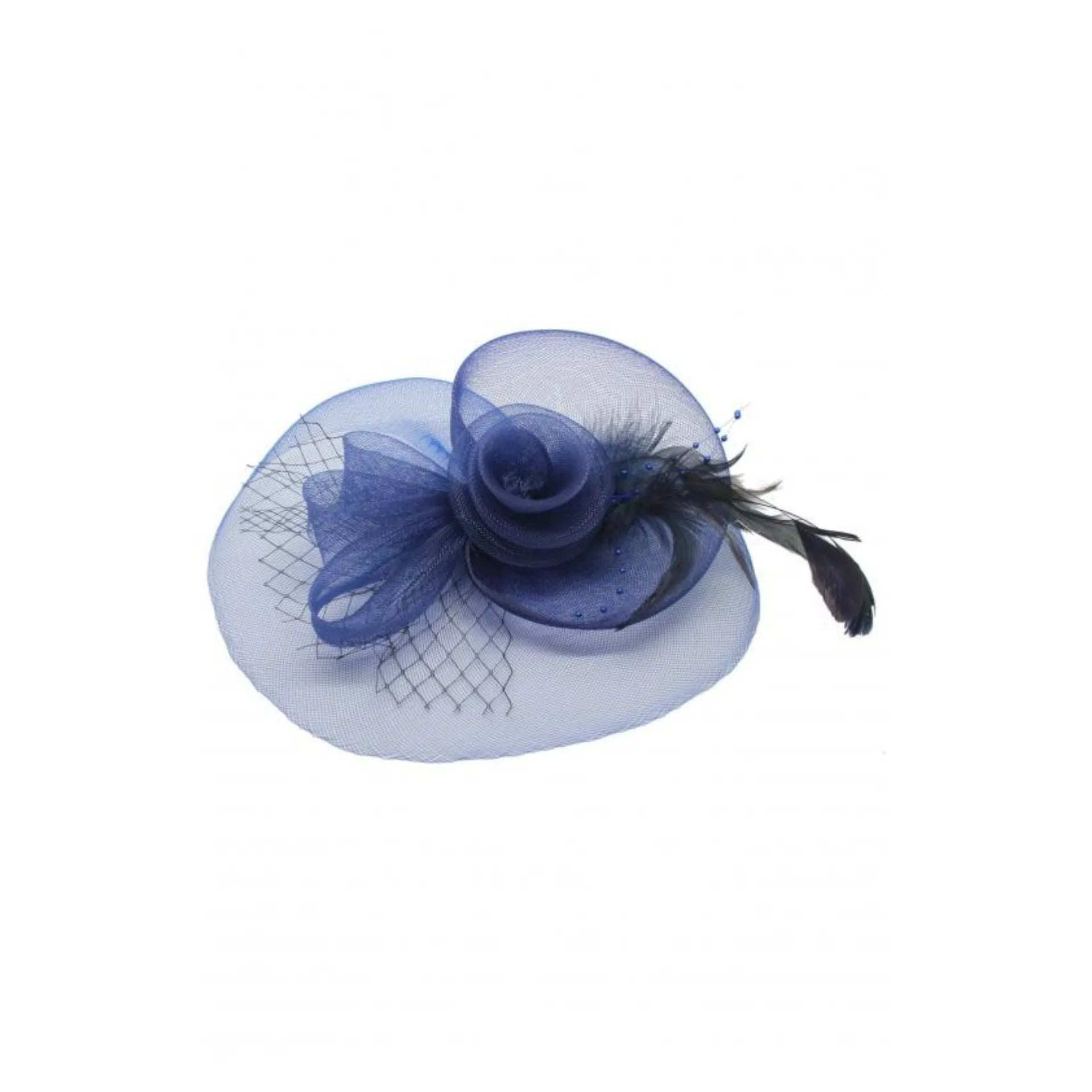 MA136-054 Gauze Flower Fascinator with Veil and Popping Feathers