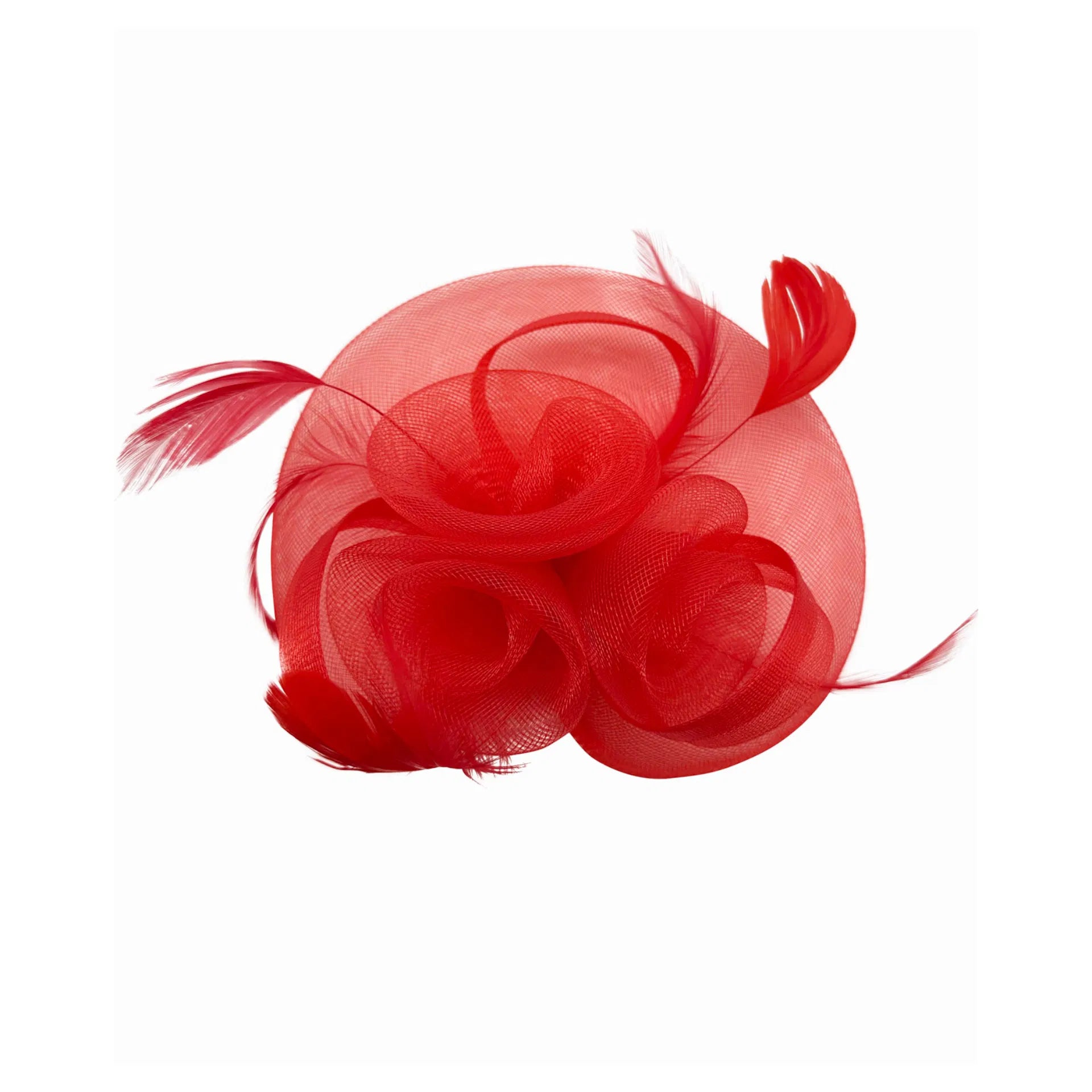 MX1748-2 Gauze Triple-Flower Fascinator with A Wide Base