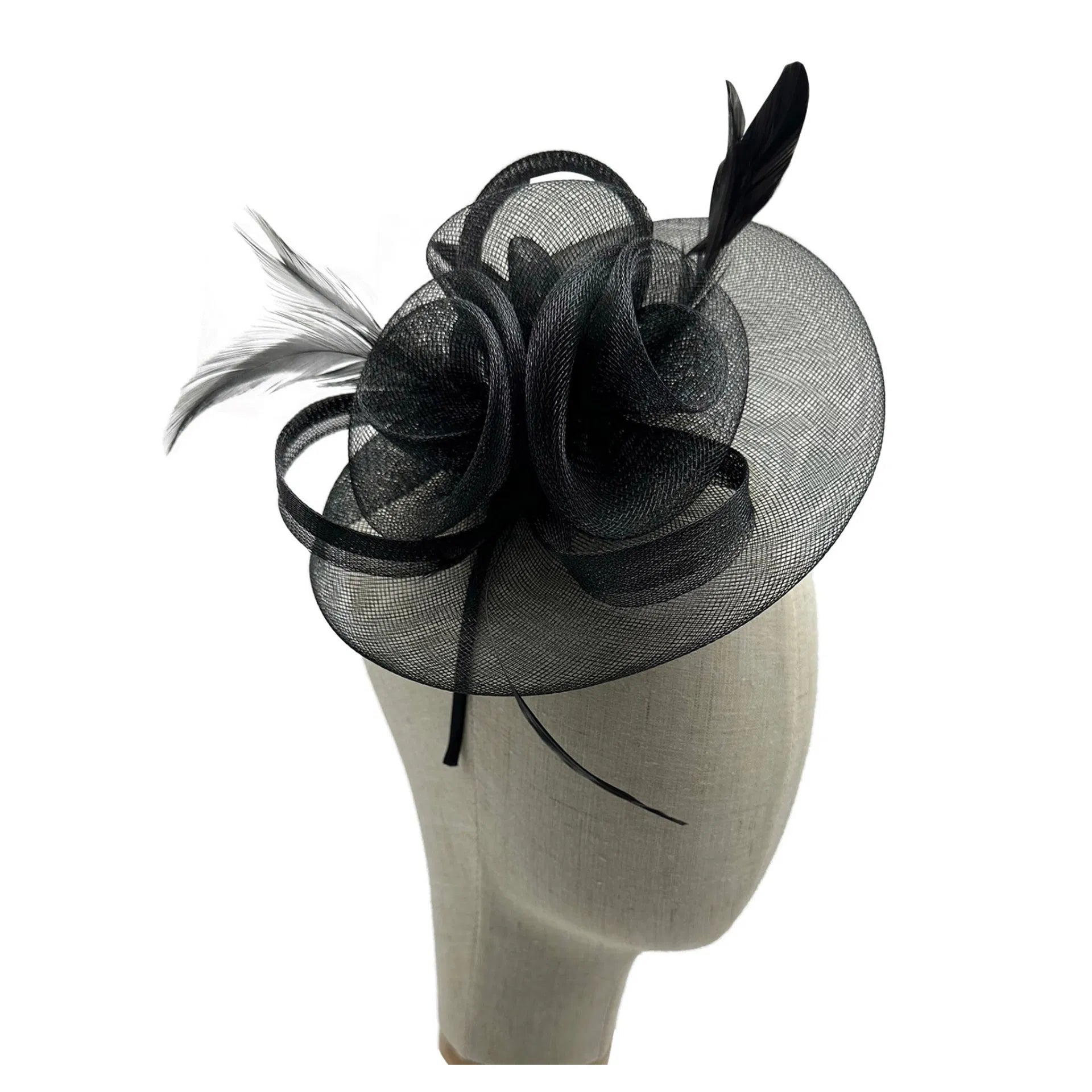 MX1748-2 Gauze Triple-Flower Fascinator with A Wide Base