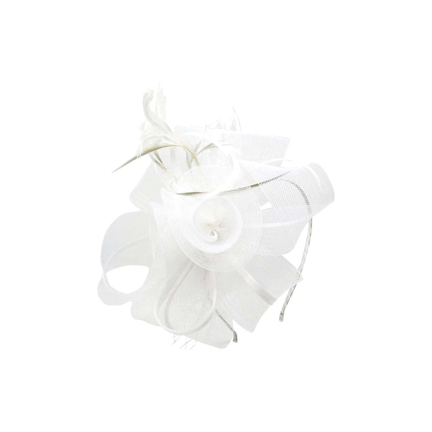 MX1748-3 Double Flower Gauze Fascinator with A Butterfly Bow and Feathers