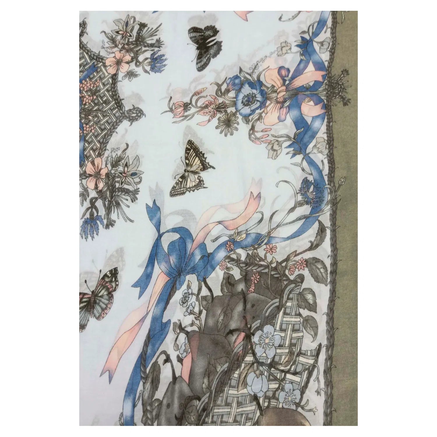 AB1890-276 Viscose Scarf with Butterflies and Flowers