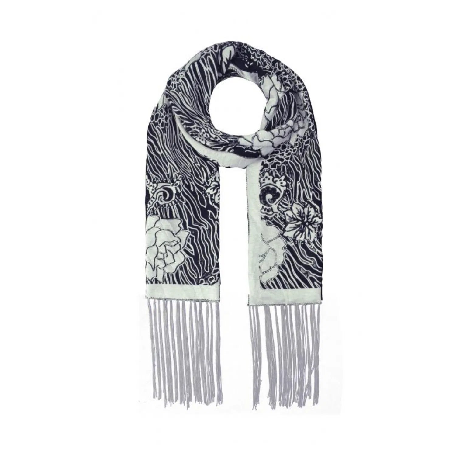 AB1688-1 Floral Fashion Scarf with Glitter Trimmings