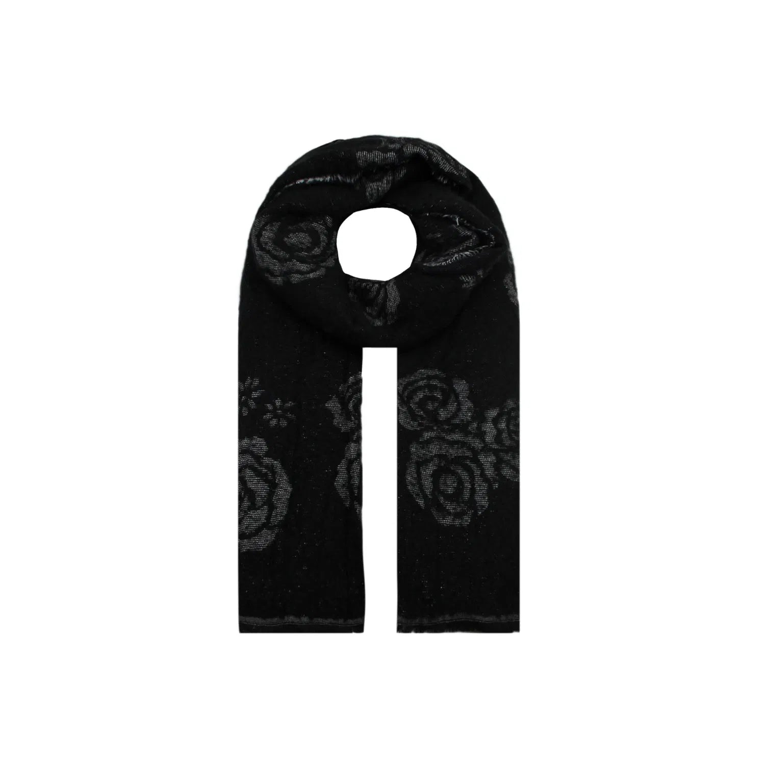 AB18125-311 Viscose Scarf with Rose Flower Design