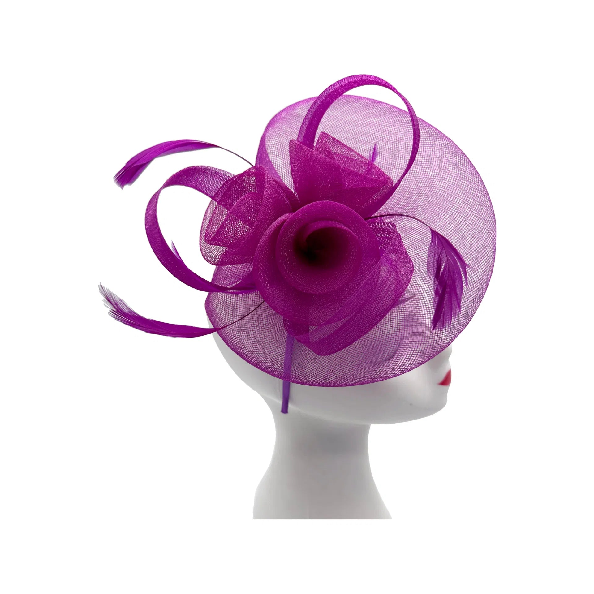 MX1748-2 Gauze Triple-Flower Fascinator with A Wide Base