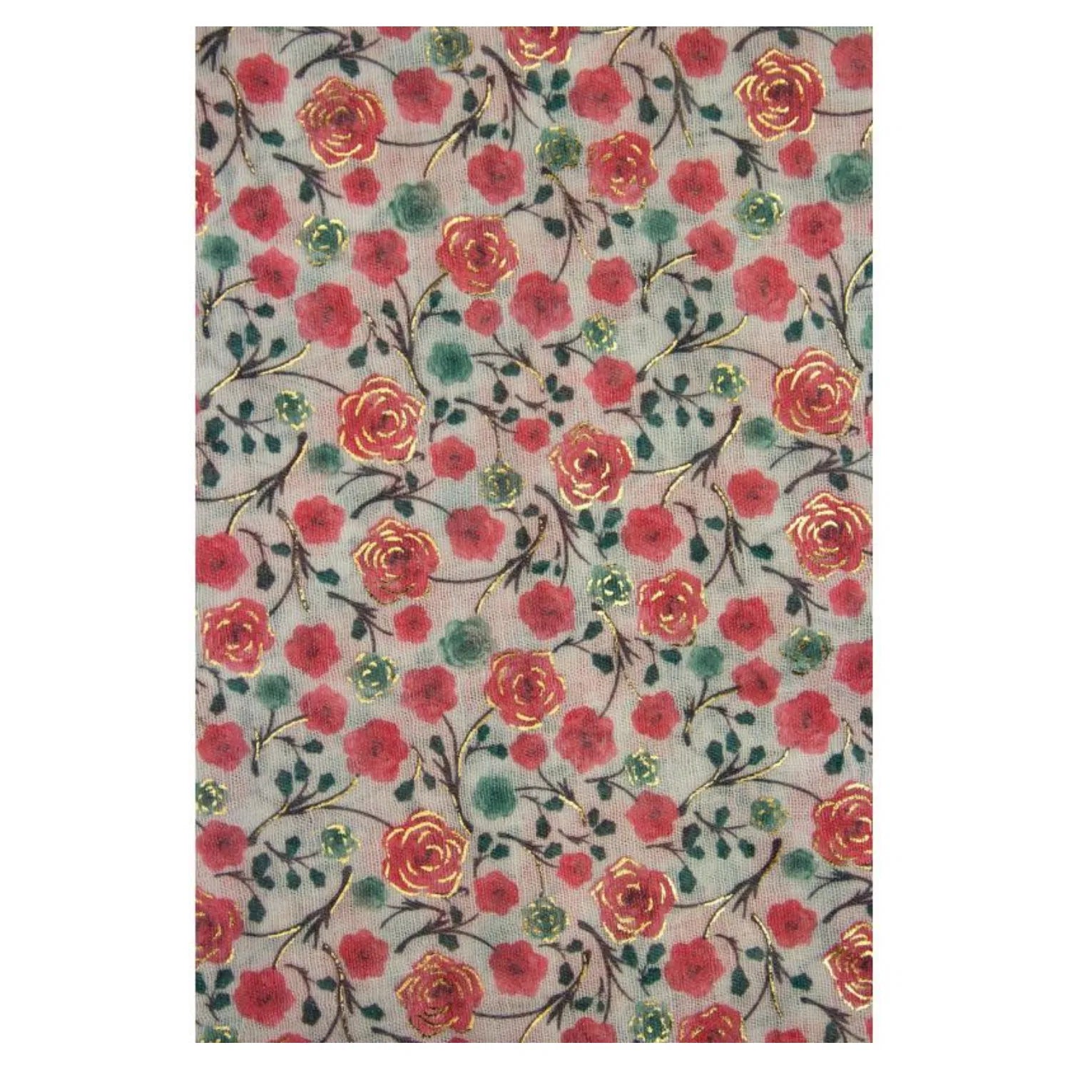 AB1690-138 Floral Fashion Scarf with Shiny Trimmings