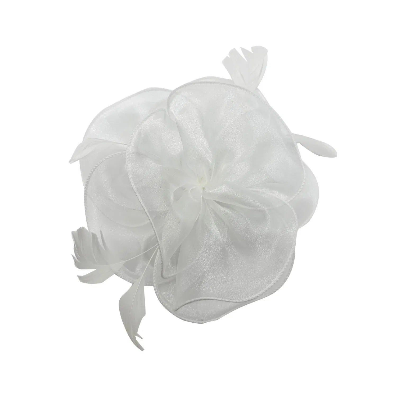 FT972-027 Synthetic Curls with Feather & Flowers Fascinator