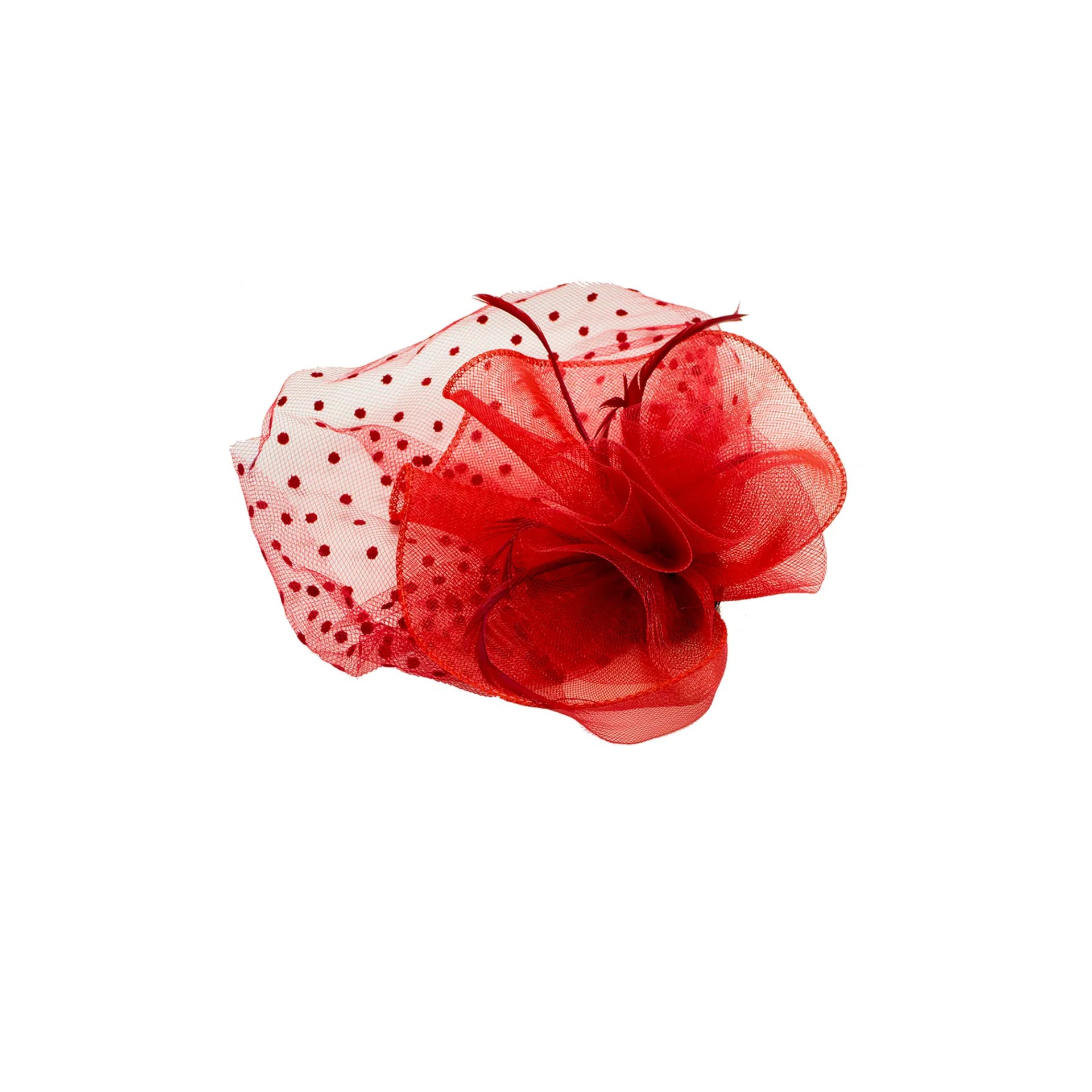 MX125-6/MX10-6 Small Gauze Floral Fascinator with Feather Pistils