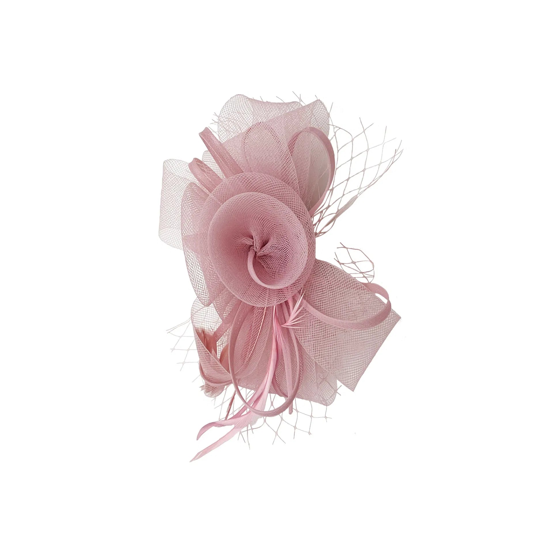 MX1748-3 Double Flower Gauze Fascinator with A Butterfly Bow and Feathers