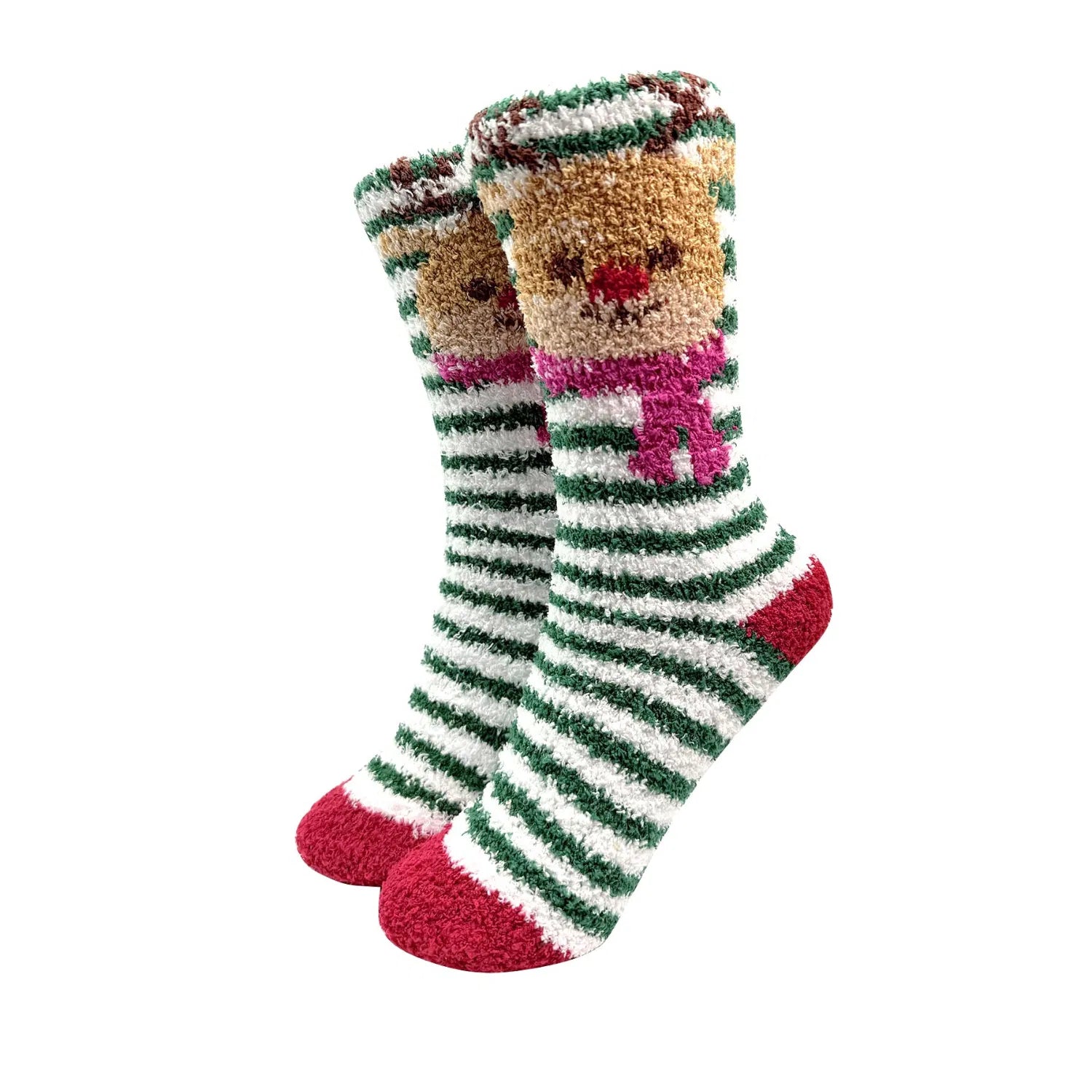 SK-35 Christmas Themed Fluffy Socks with Stripes