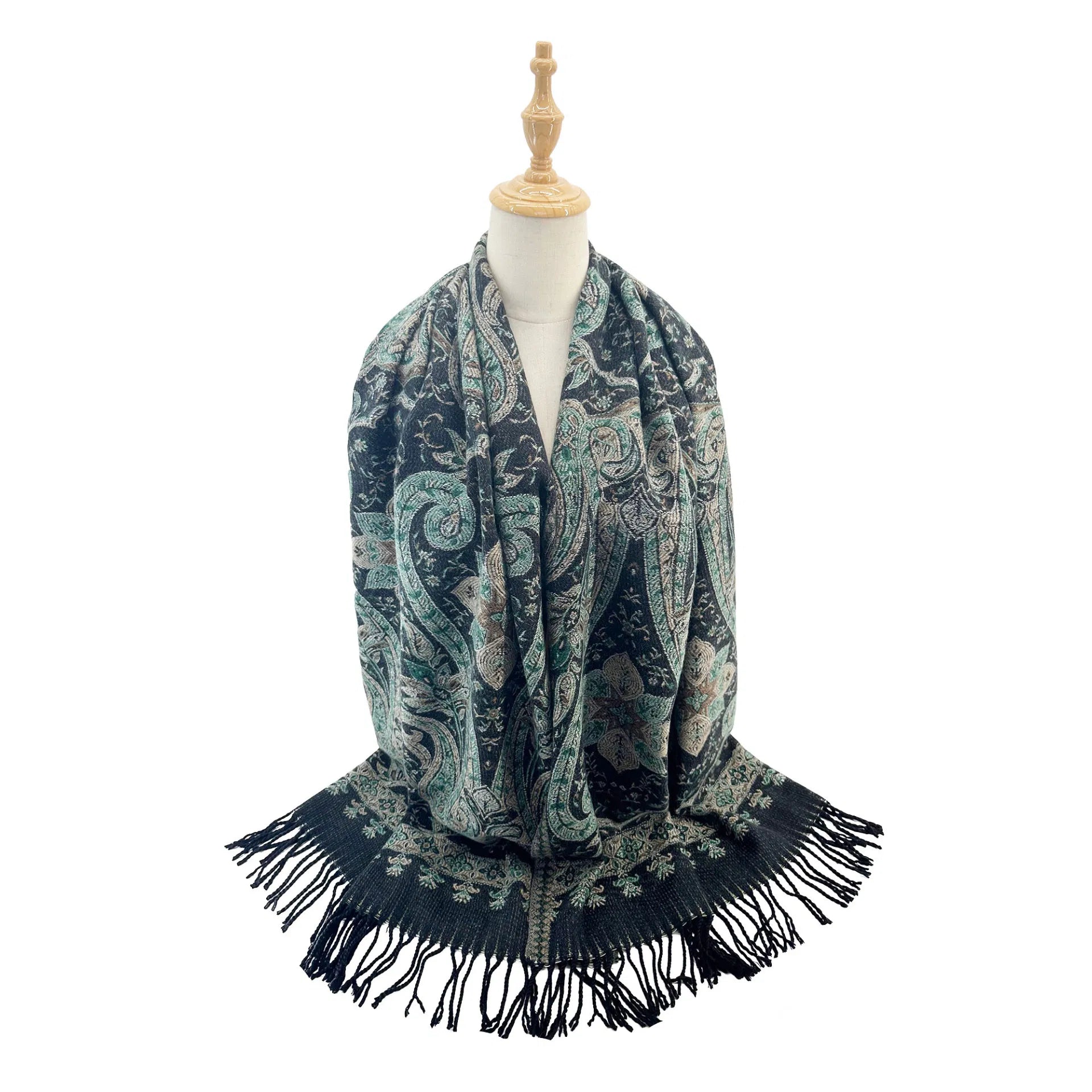 SF2420-113 Vibrant Paisley Print Scarf with Tassels