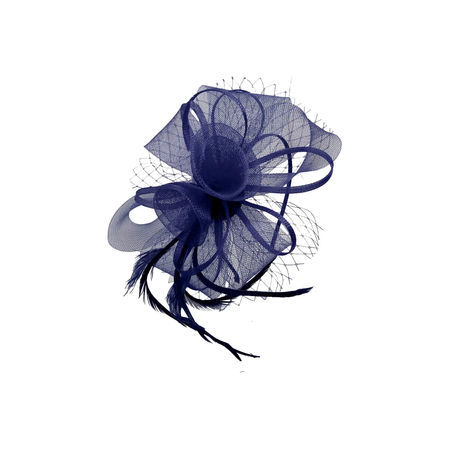 MX1748-3 Double Flower Gauze Fascinator with A Butterfly Bow and Feathers