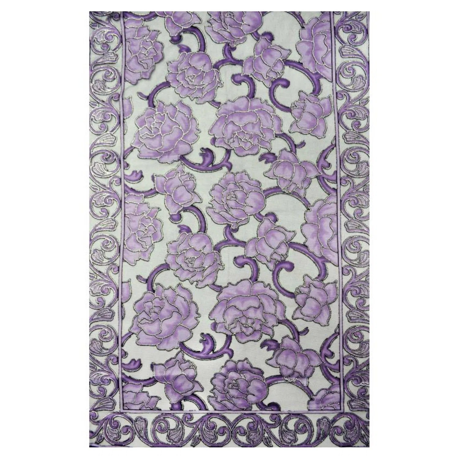 YH-5 Large Floral Pattern Scarf with Glittery Trimmings