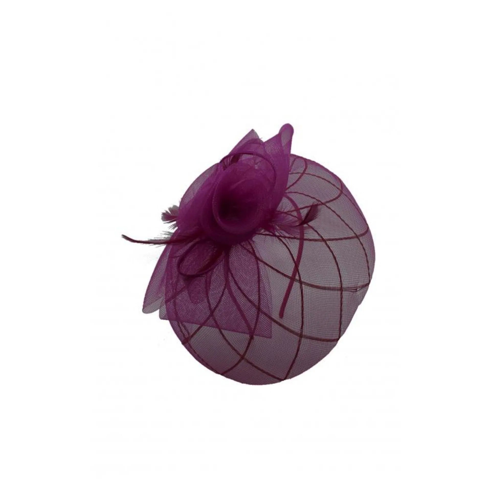 MX1709-6 Gauze Bow Tie Flower Fascinator with a Veil and Feathers