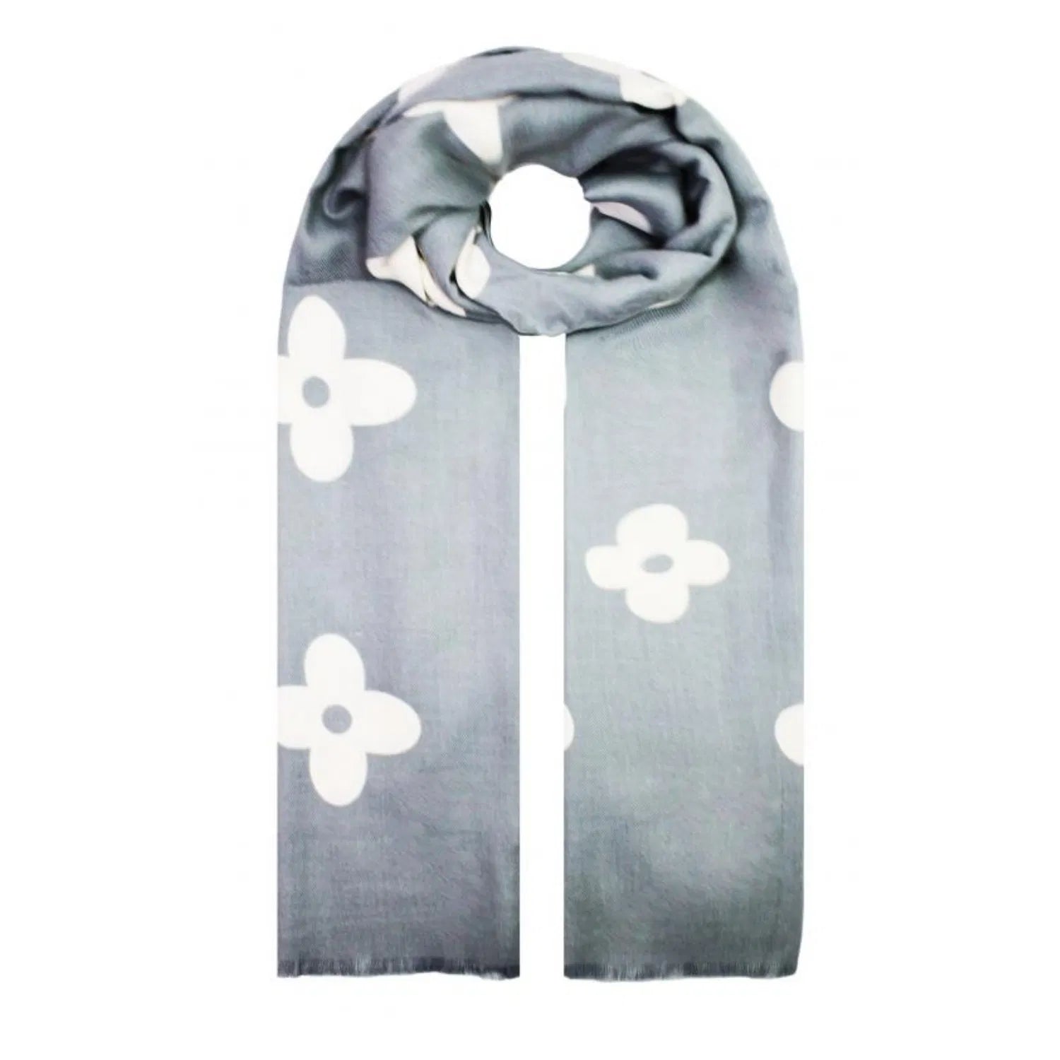 AB18135-131 Wool Blend Scarf with Simple Flower Design