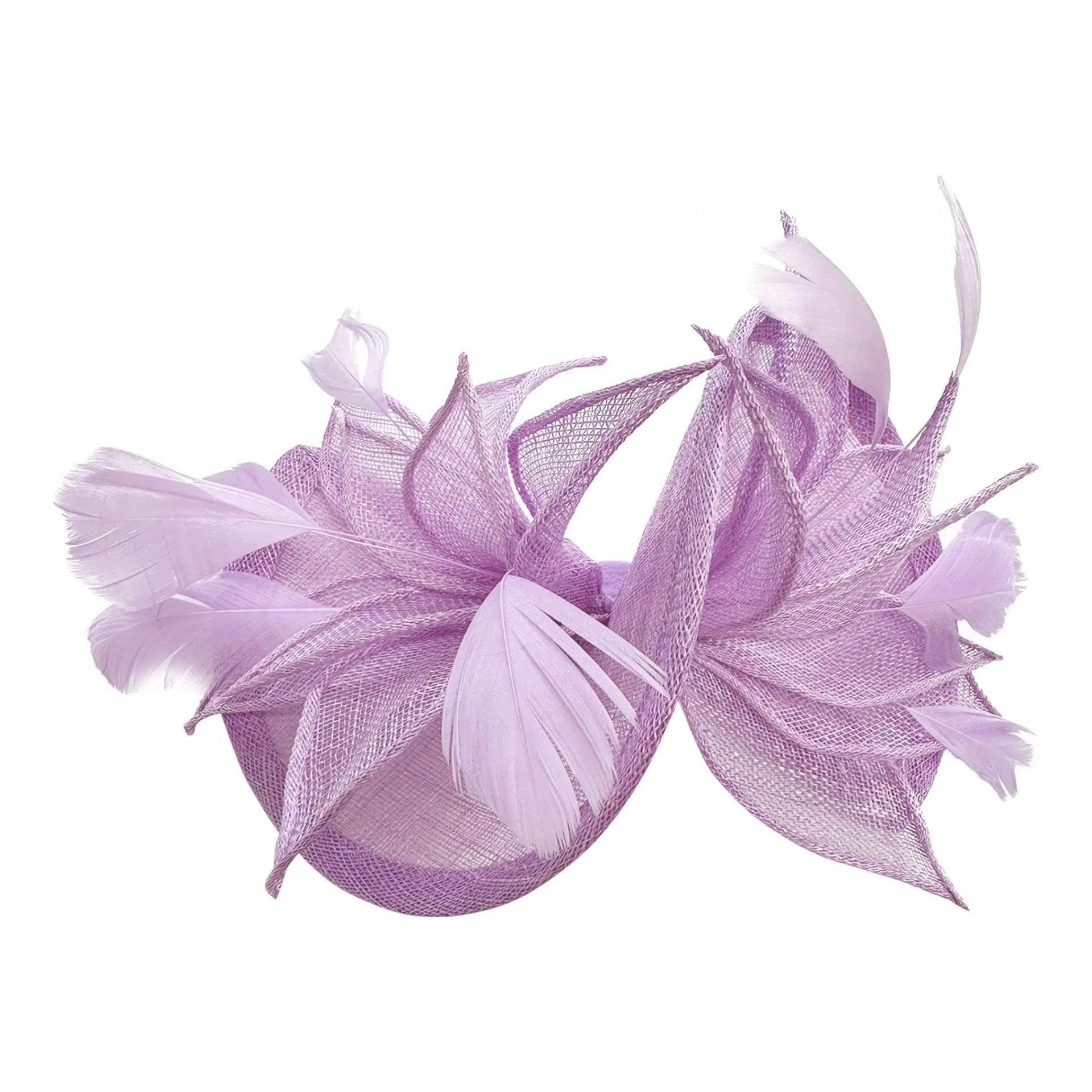 FT4240 Asymmetric Twisted Shaped Flowers and Feathers Burst Fascinator