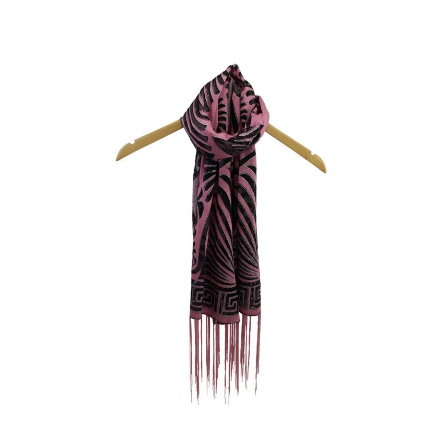 YH-6 Floral Pattern Fashion Scarf with Shiny Glitter Trimmings