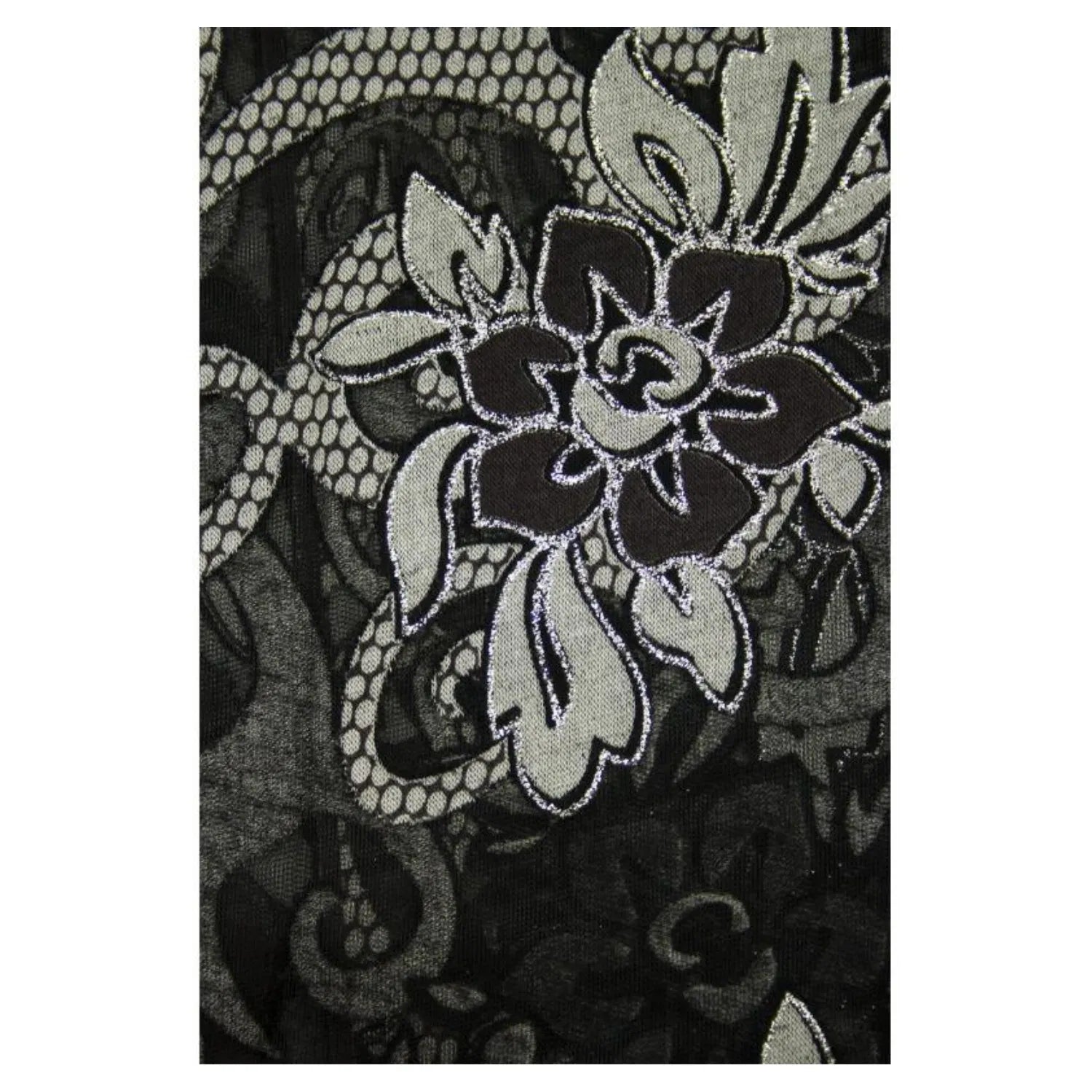 AB1688-A Floral Fashion Scarf with Tassels and Shiny Glitters