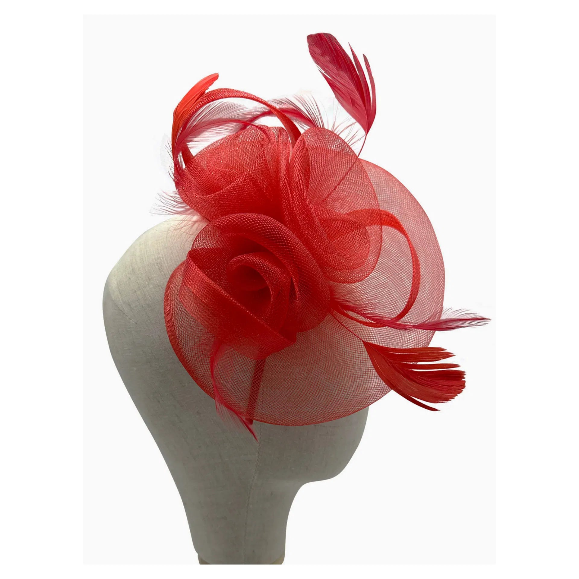 MX1748-2 Gauze Triple-Flower Fascinator with A Wide Base