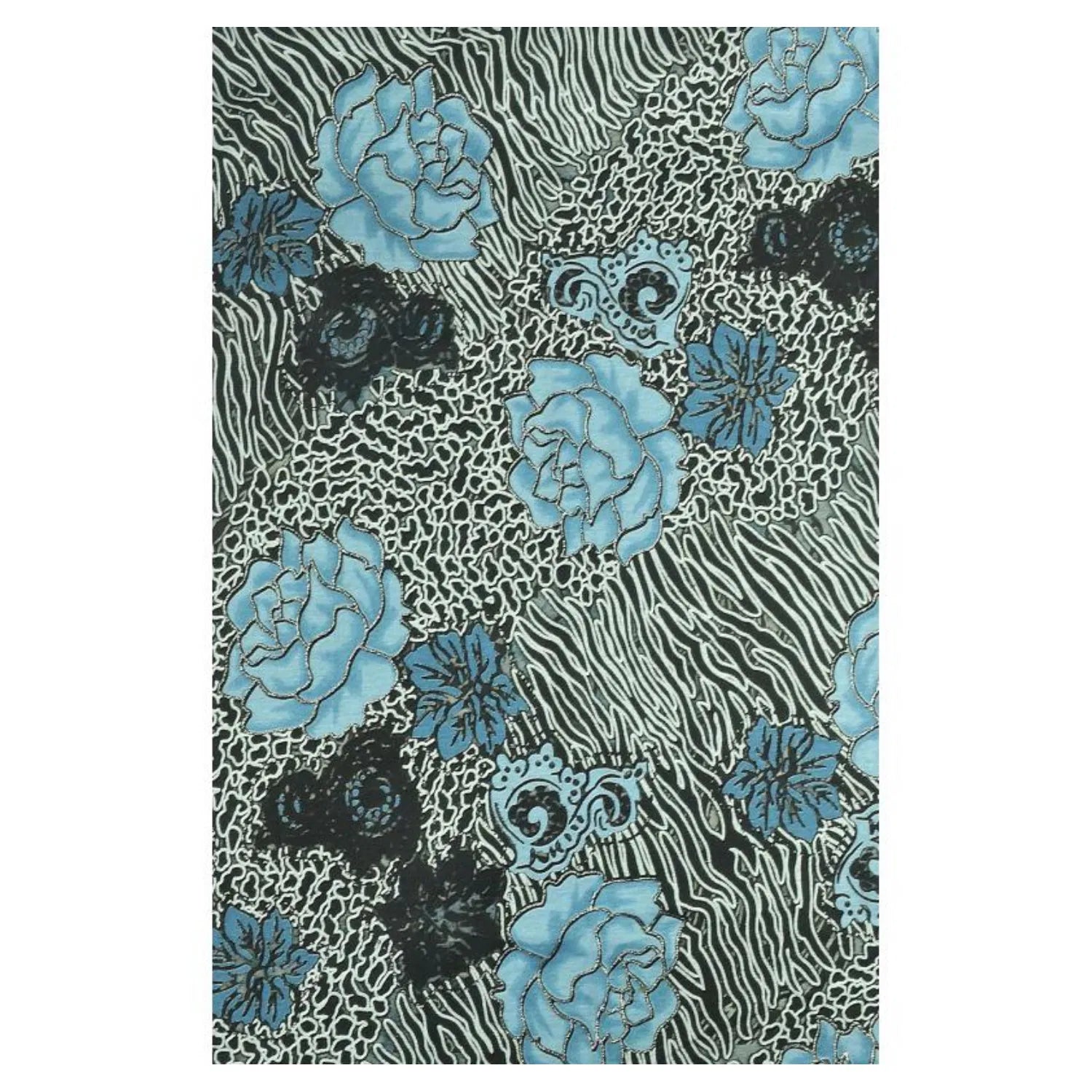 AB1688-1 Floral Fashion Scarf with Glitter Trimmings