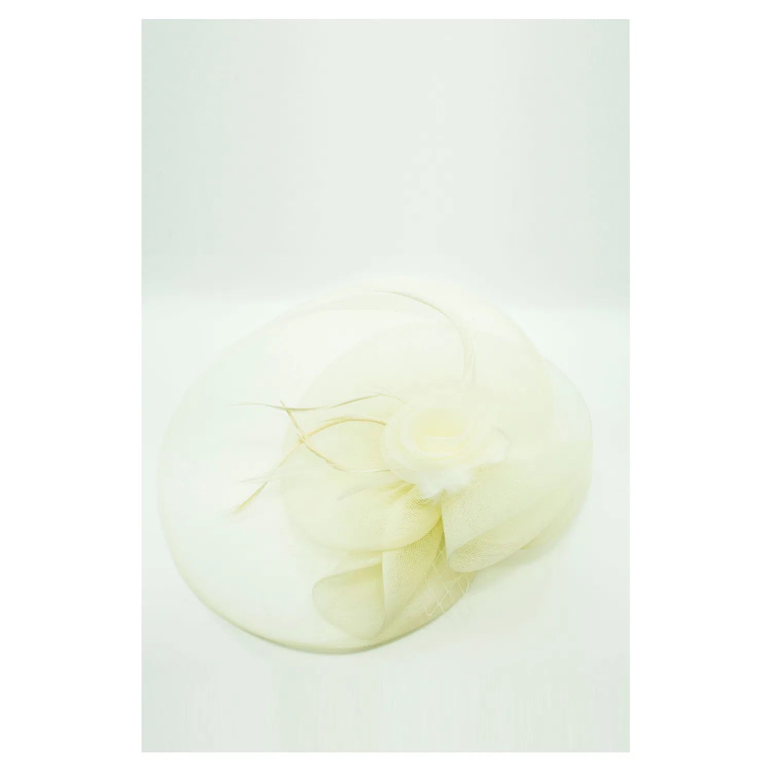 MA136-051 Twirled Gauze Flower Fascinator with Veil and Feathers