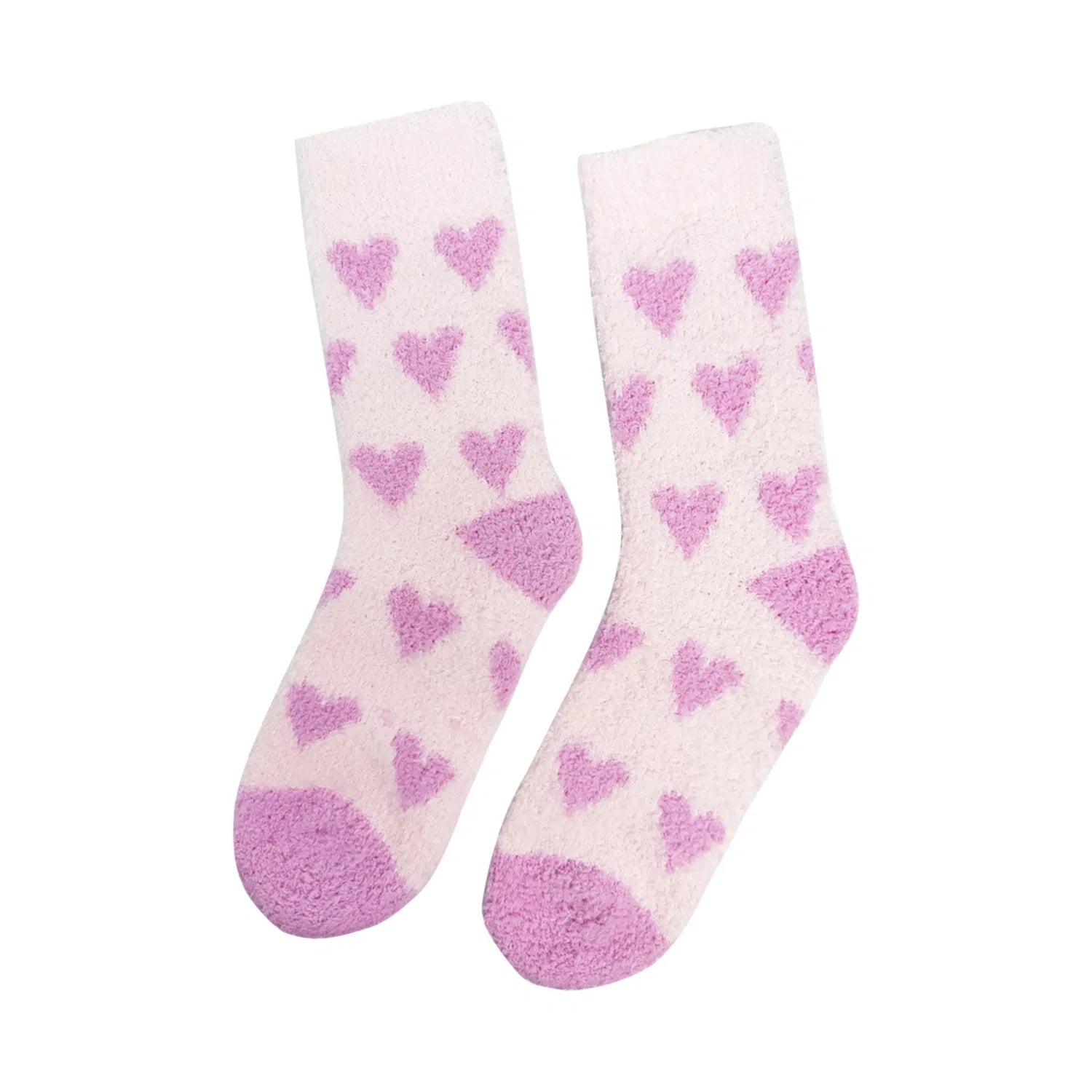 SK-26 Pink Hearts Pattern Fluffy Socks