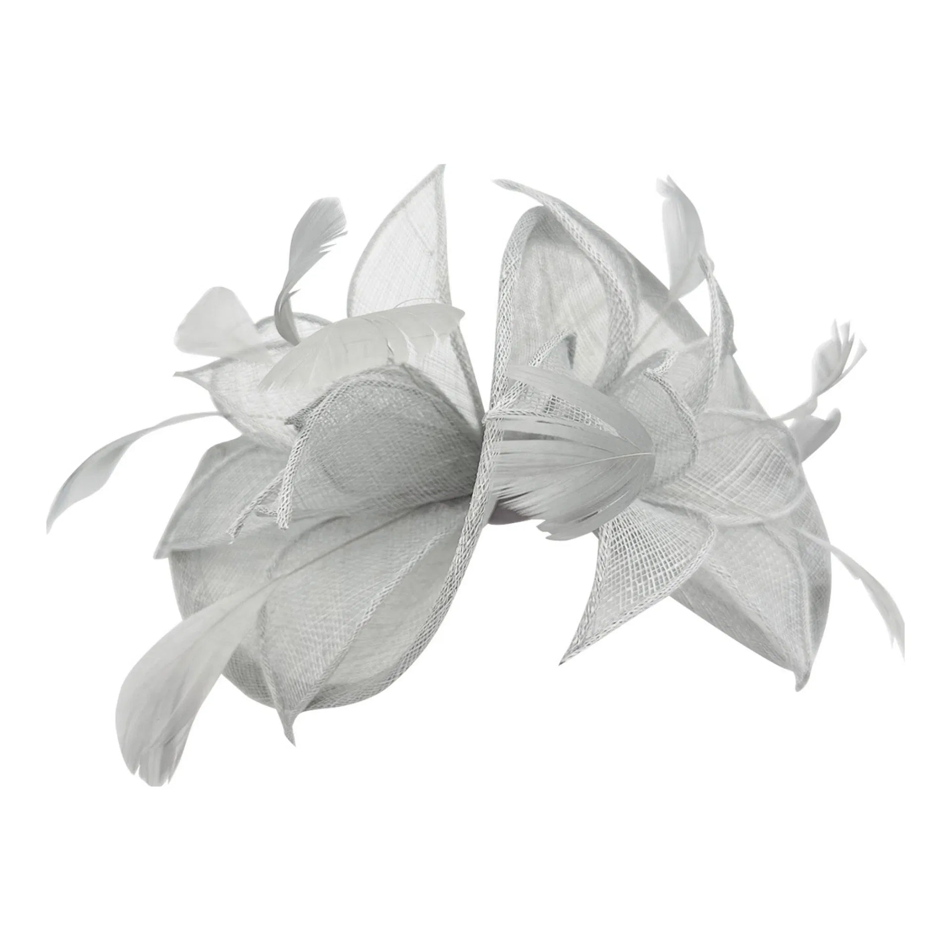 FT4240 Asymmetric Twisted Shaped Flowers and Feathers Burst Fascinator