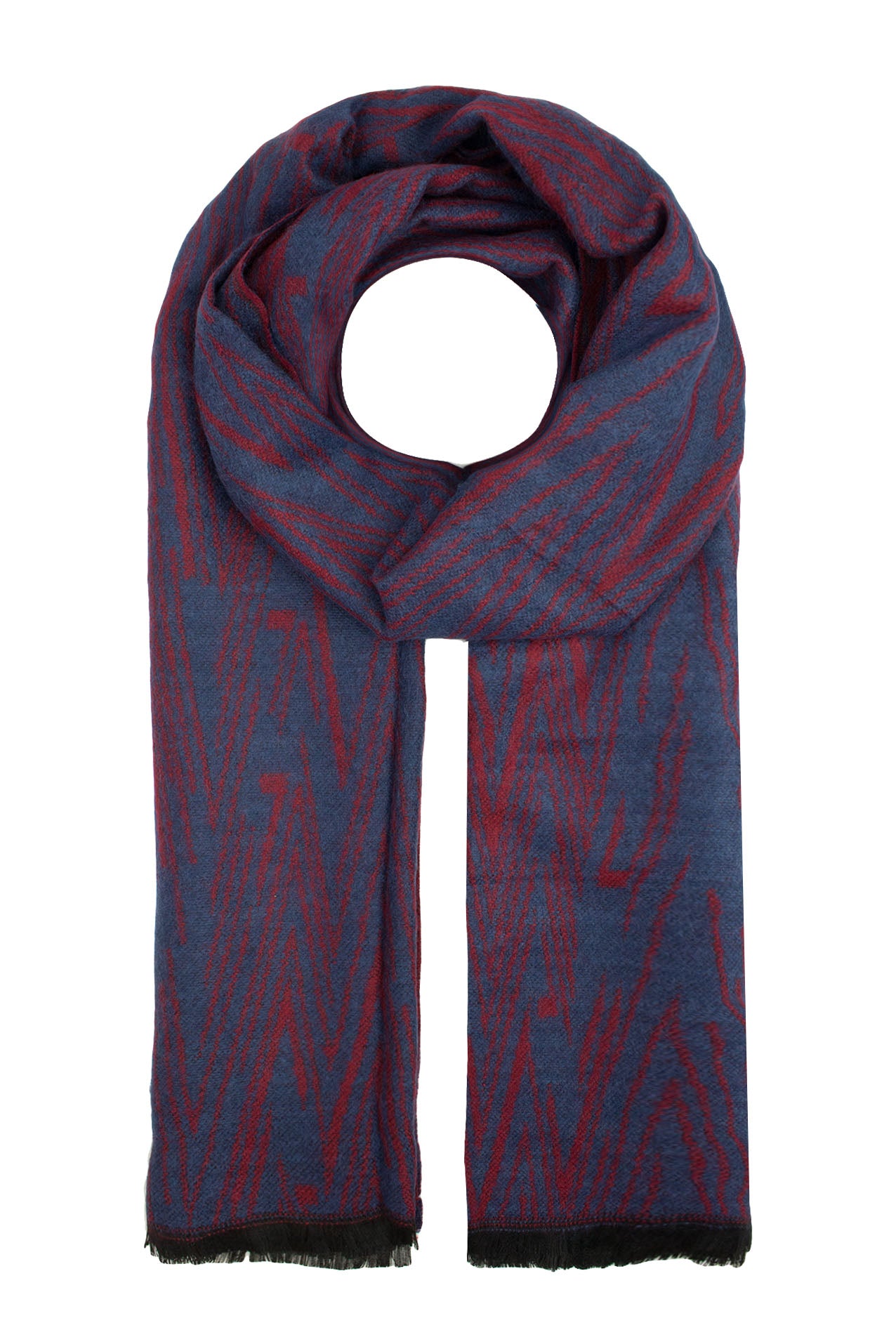 AB16150-125 Geometric Print Acrylic Scarf with Frayed Edge