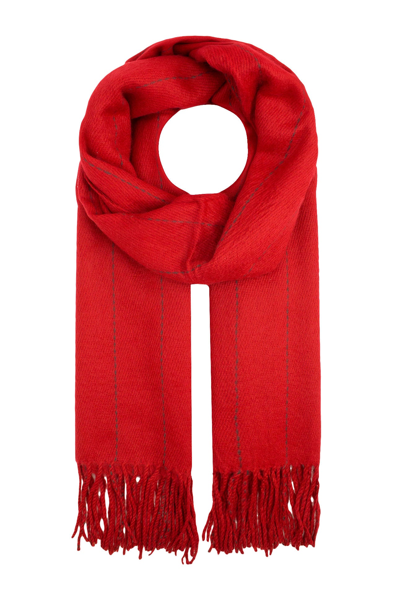 AB16150-126 Acrylic Scarf with Stitched Stripes and Tassels