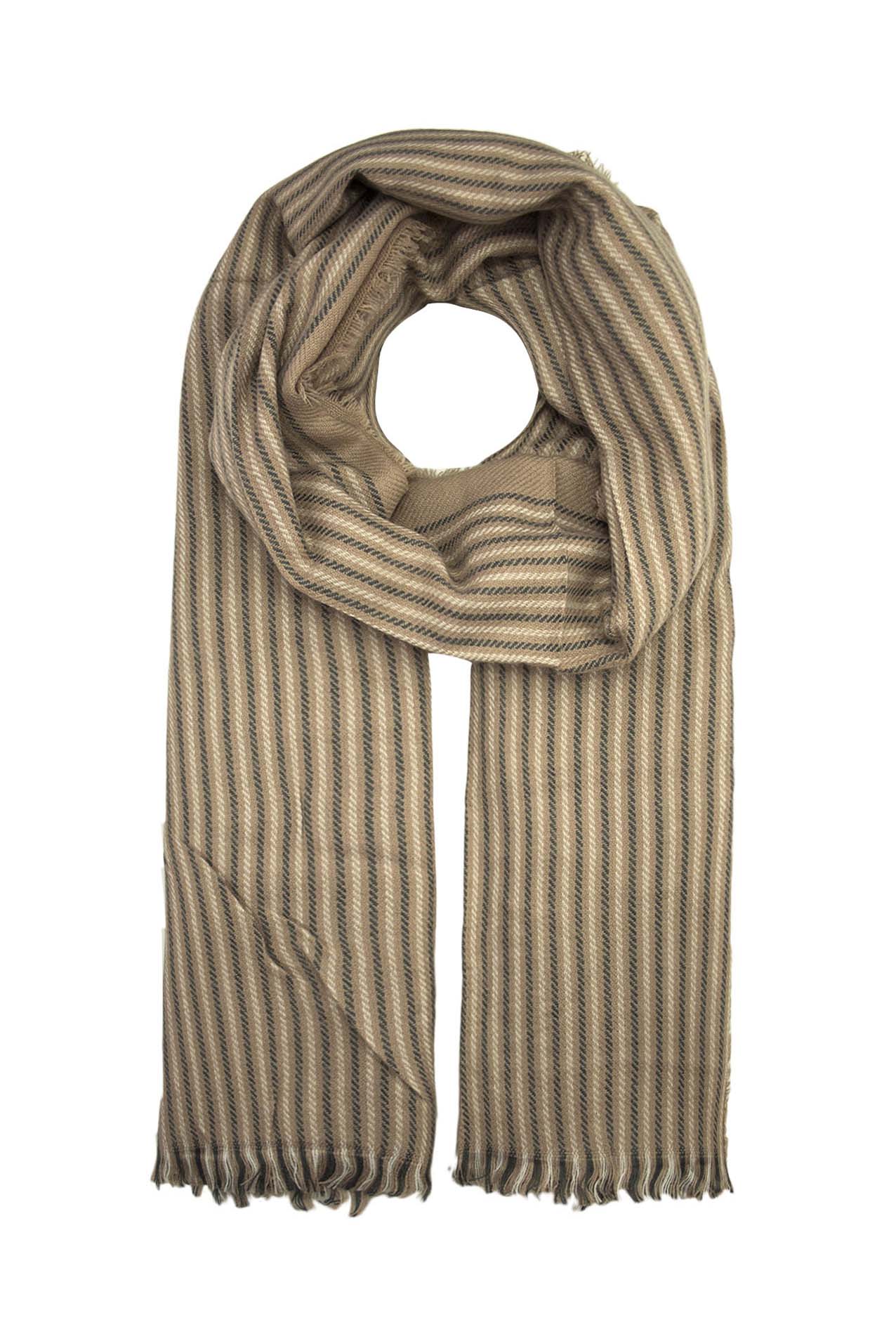 AB1616-117 Simple Cotton Blend Scarf with Stripes