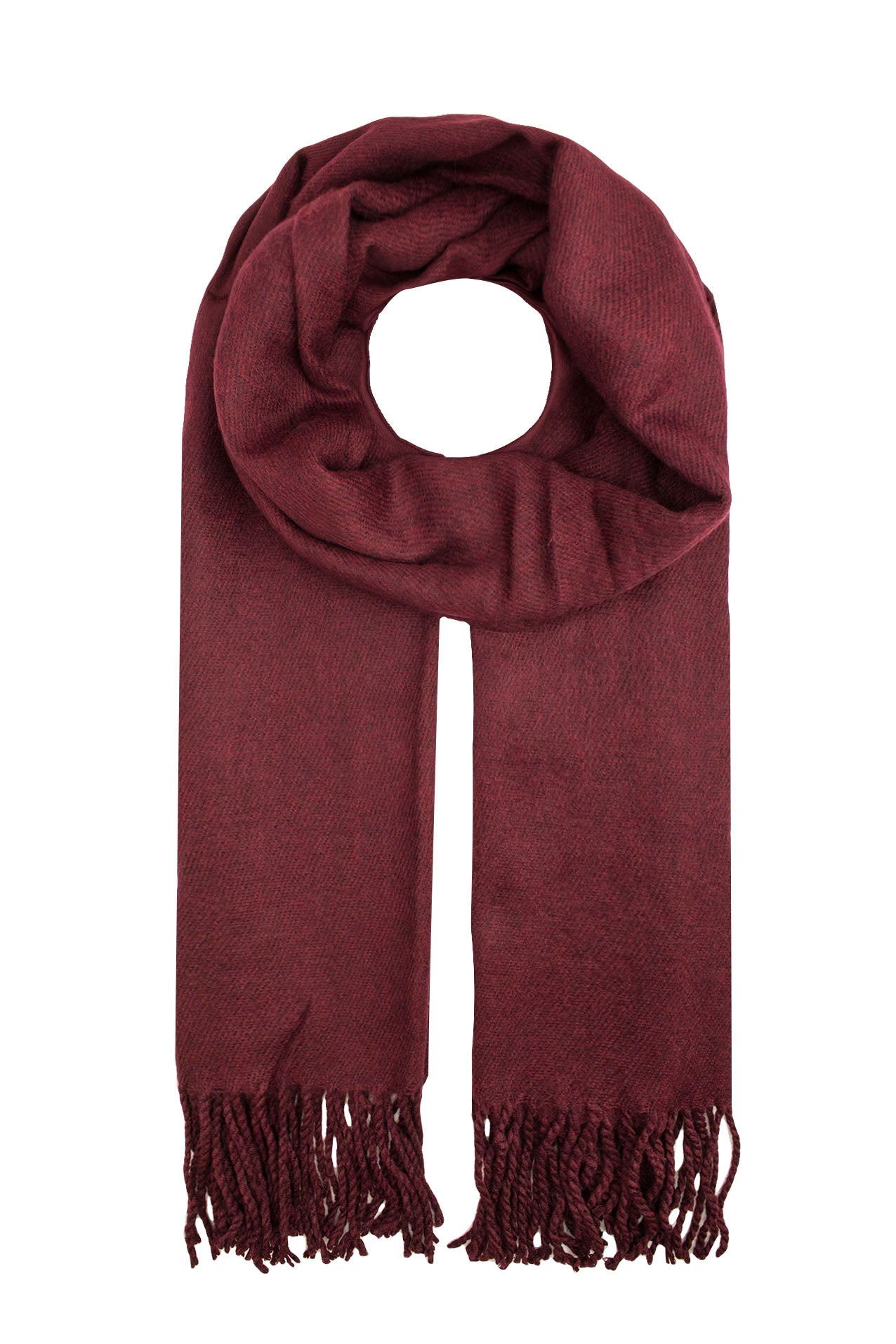 AB1630-127 Plain Acrylic Scarf with Tassel Details