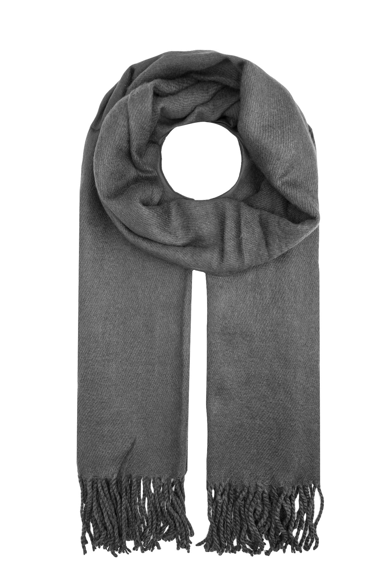 AB1630-127 Plain Acrylic Scarf with Tassel Details