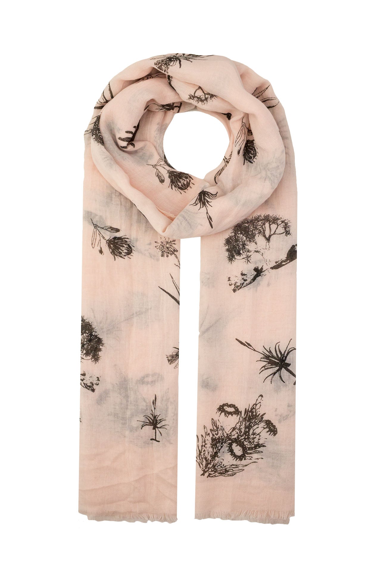 AB1658-61 Plant Print Viscose Blend Scarf