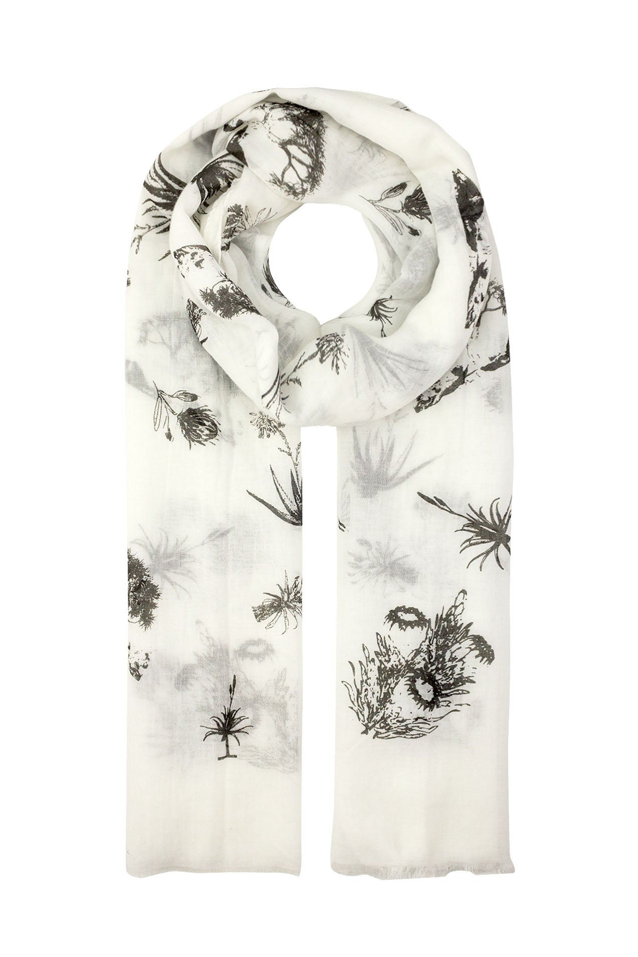 AB1658-61 Plant Print Viscose Blend Scarf