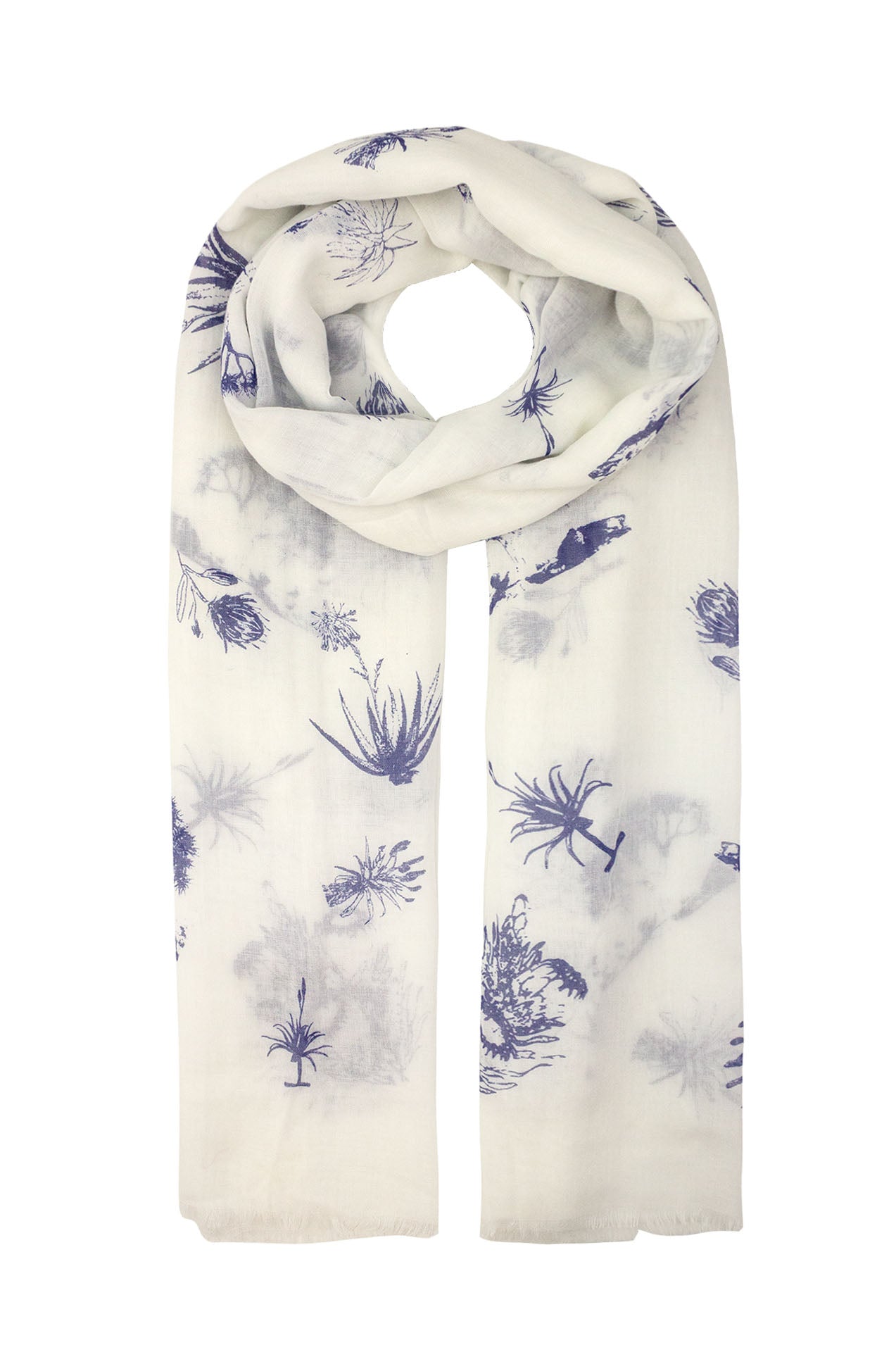 AB1658-61 Plant Print Viscose Blend Scarf